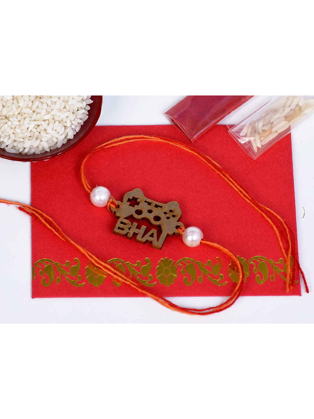 

The Magic Wand Boys Red White Beaded Rakhi