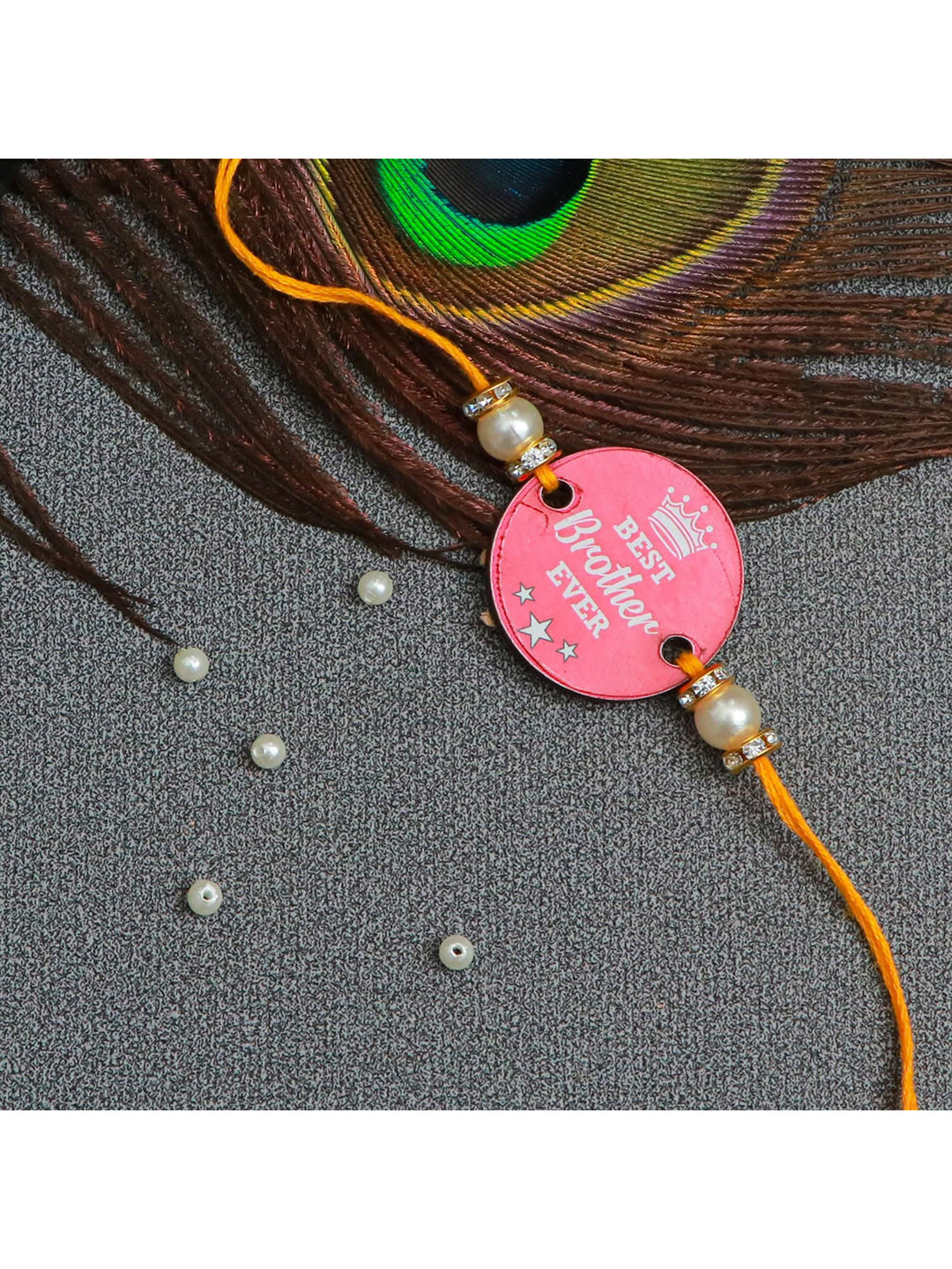 

The Magic Wand Pink & Yellow Best Brother Ever Beaded Thread Rakhi