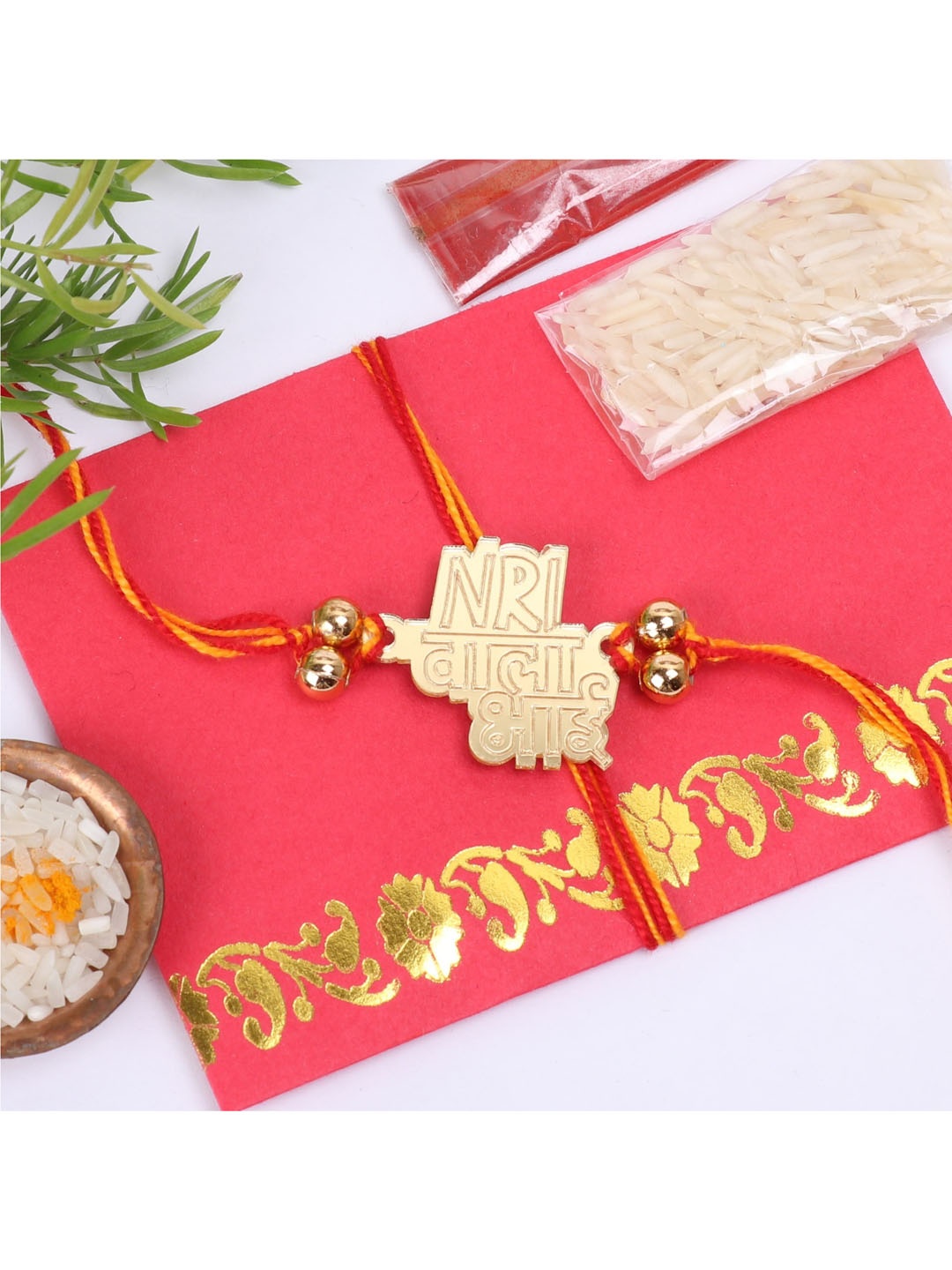 

The Magic Wand Boys Gold Toned & Red Rakhi
