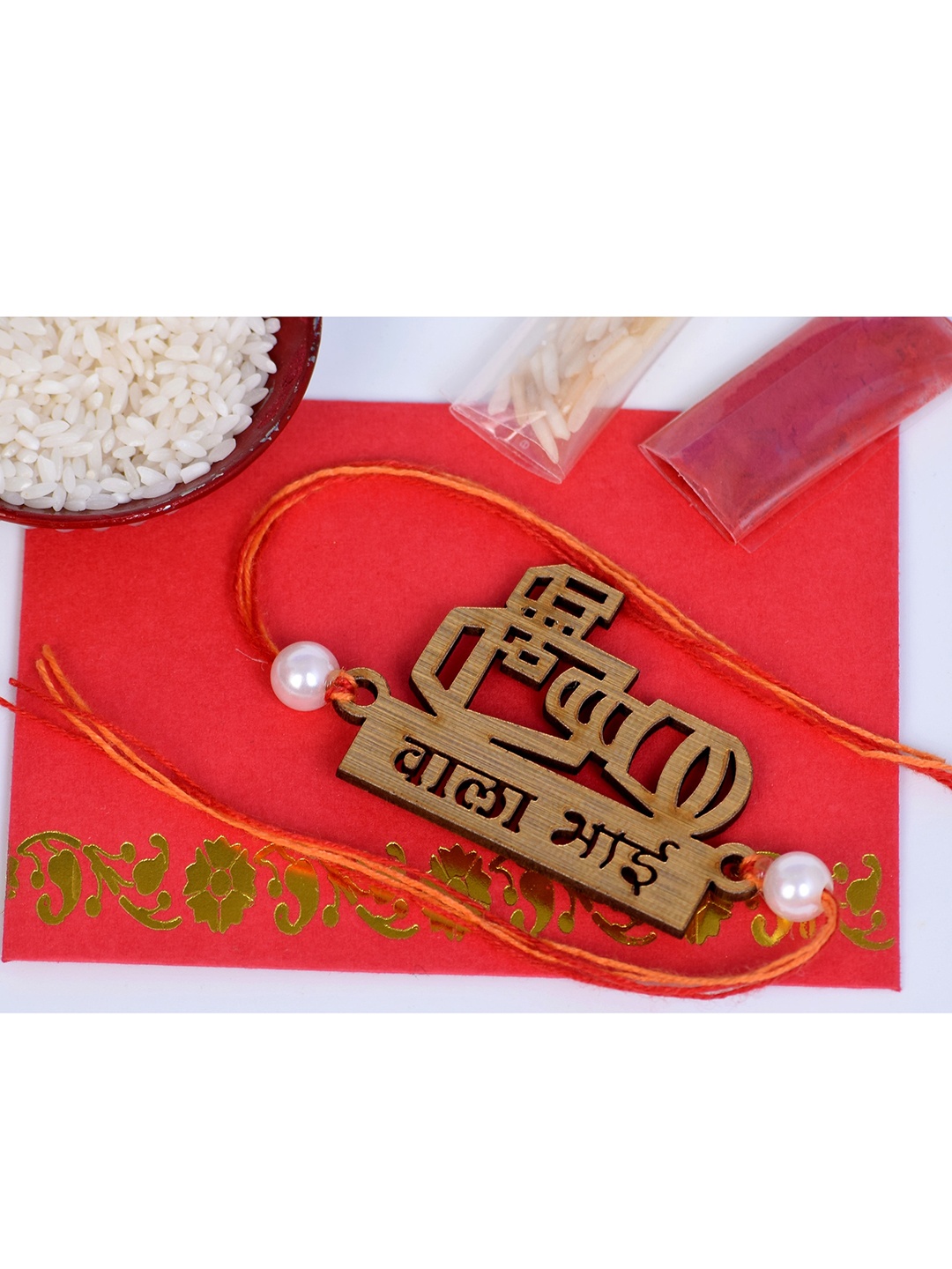 

The Magic Wand Kids Gold-Coloured & Red Thread Rakhi
