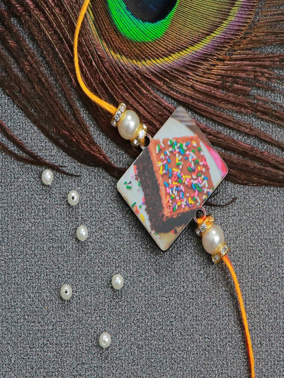 

The Magic Wand Boys Brown & Yellow Beaded Thread Rakhi