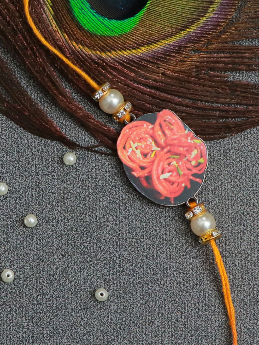 

The Magic Wand Kids-Boys Pink & Yellow Beaded Jalebi Thread Rakhi