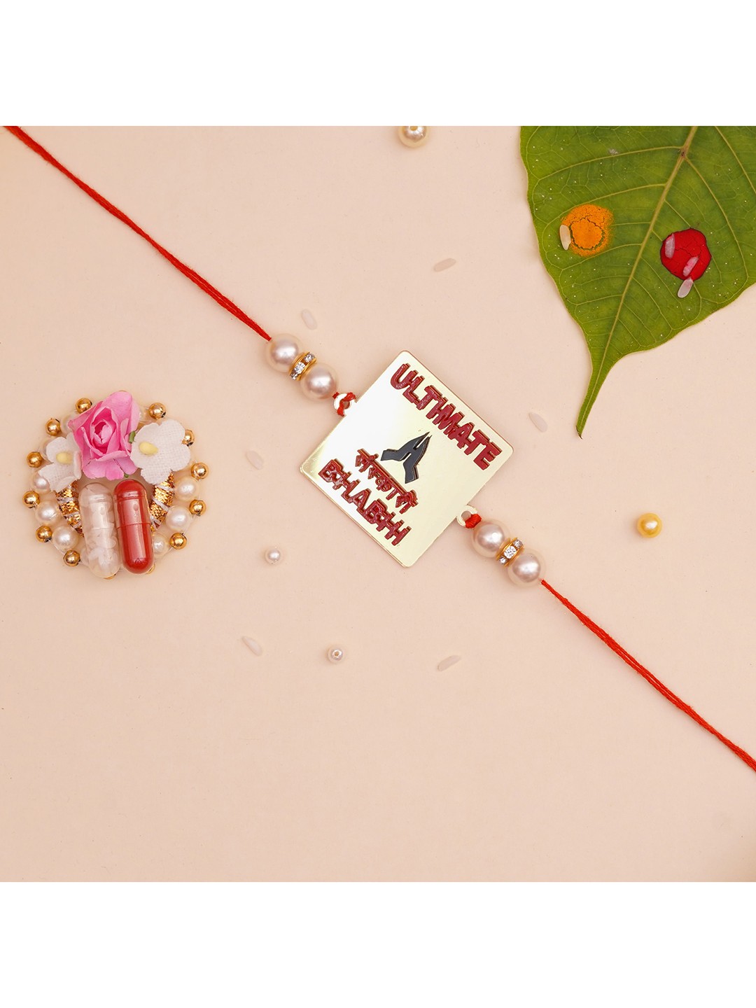 

The Magic Wand Gold Coloured & Red Ultimated Sanskari Bhai Beaded Thread Rakhi