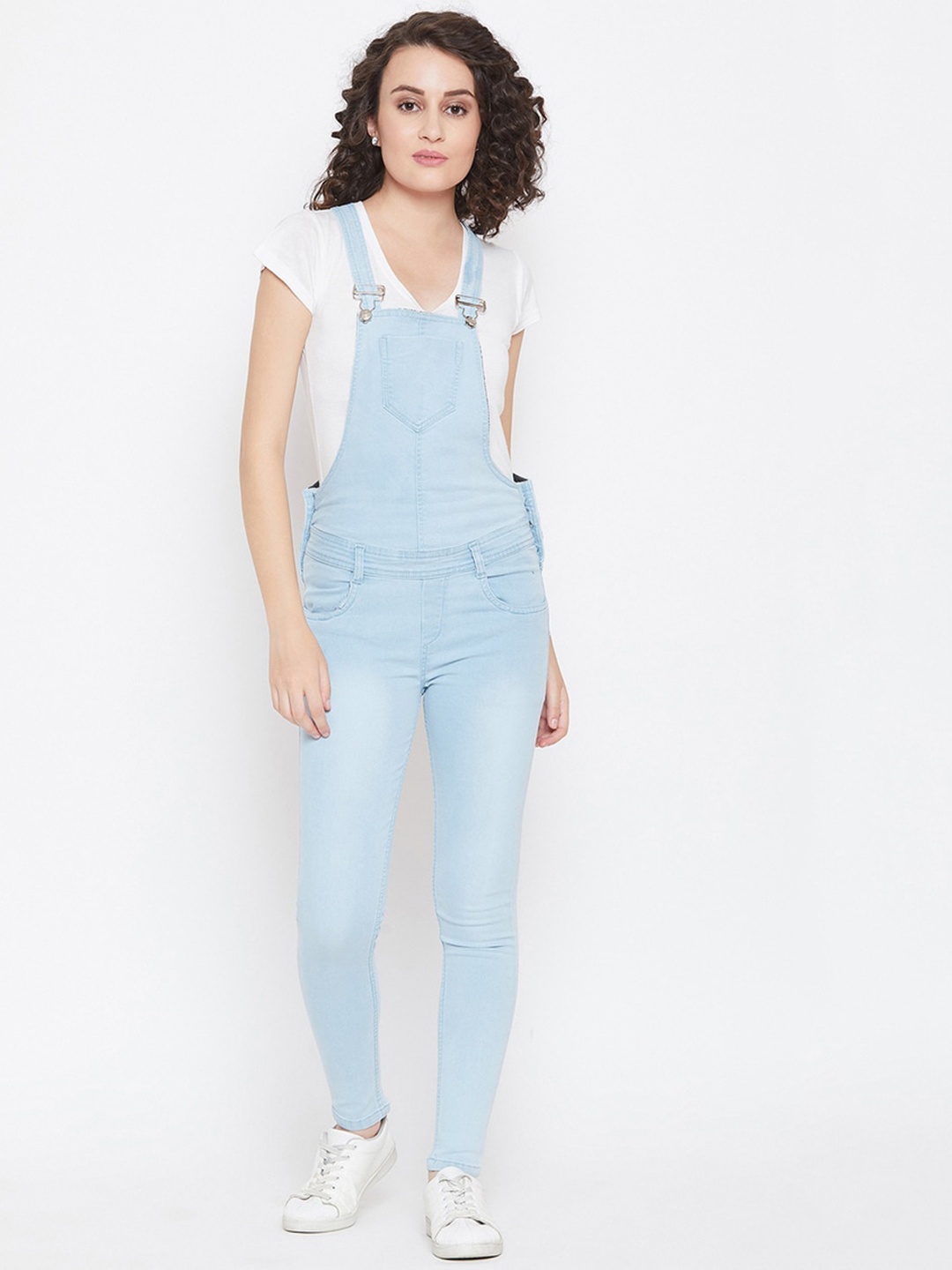 

Nifty Women Blue Solid Slim-Fit Denim Dungarees