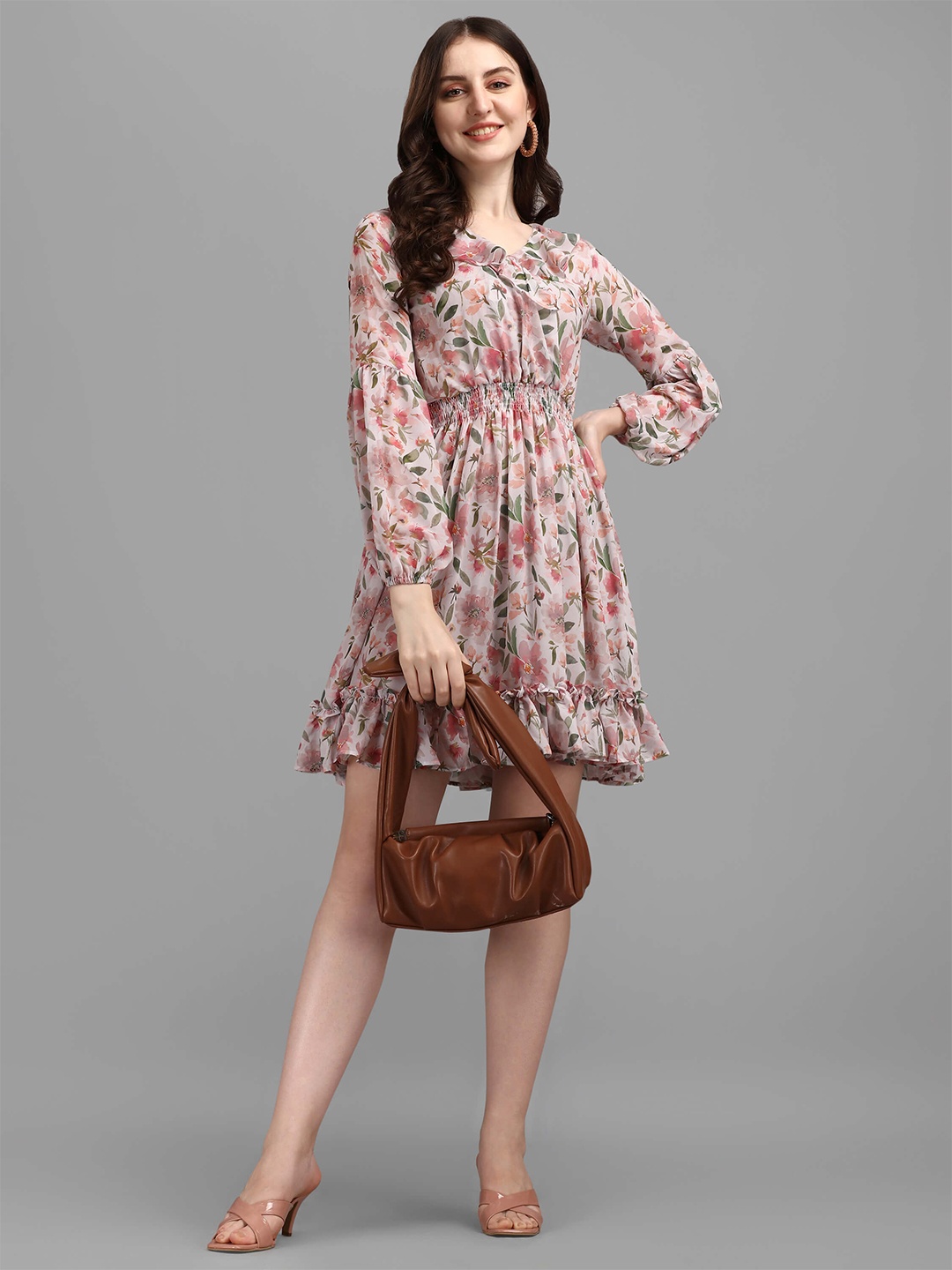 

Masakali Co Women Pink Floral Georgette Dress