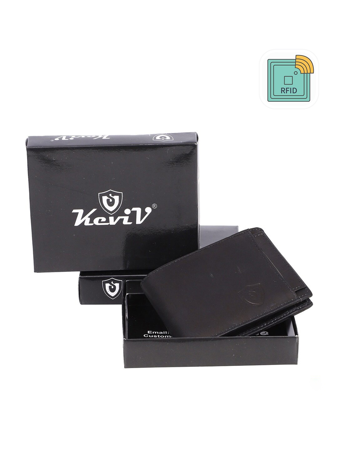 

Keviv Men Black Leather Two Fold Wallet