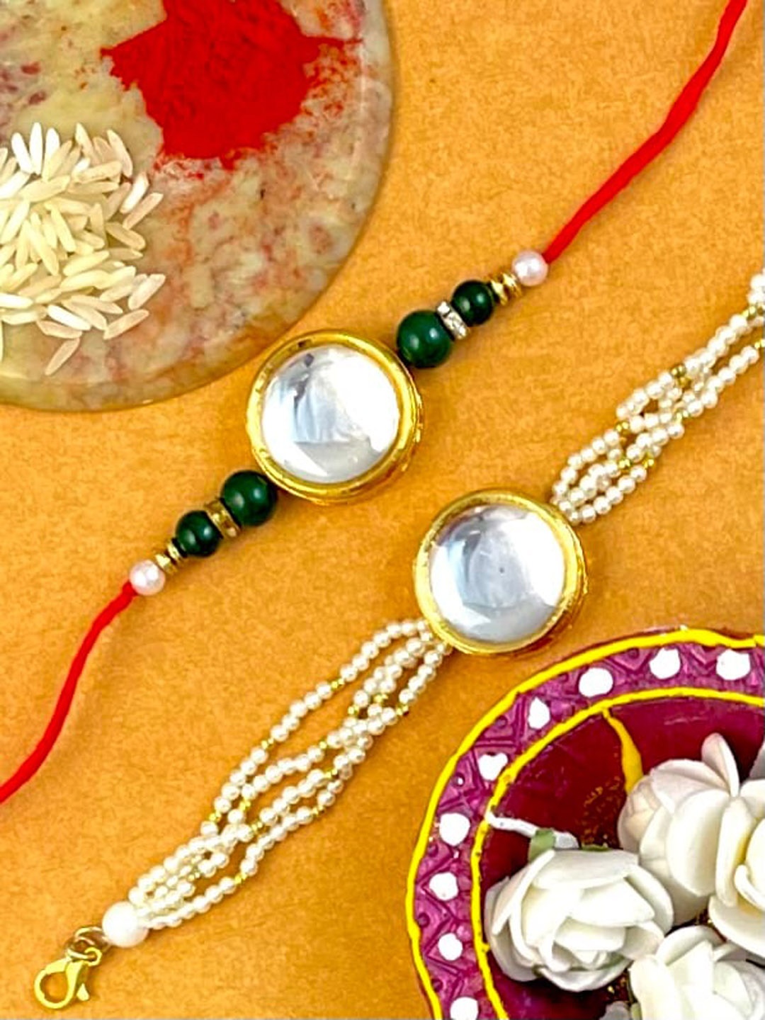 

KARATCART Gold-Plated Set of 2 Bhaiya Bhabhi Rakhi