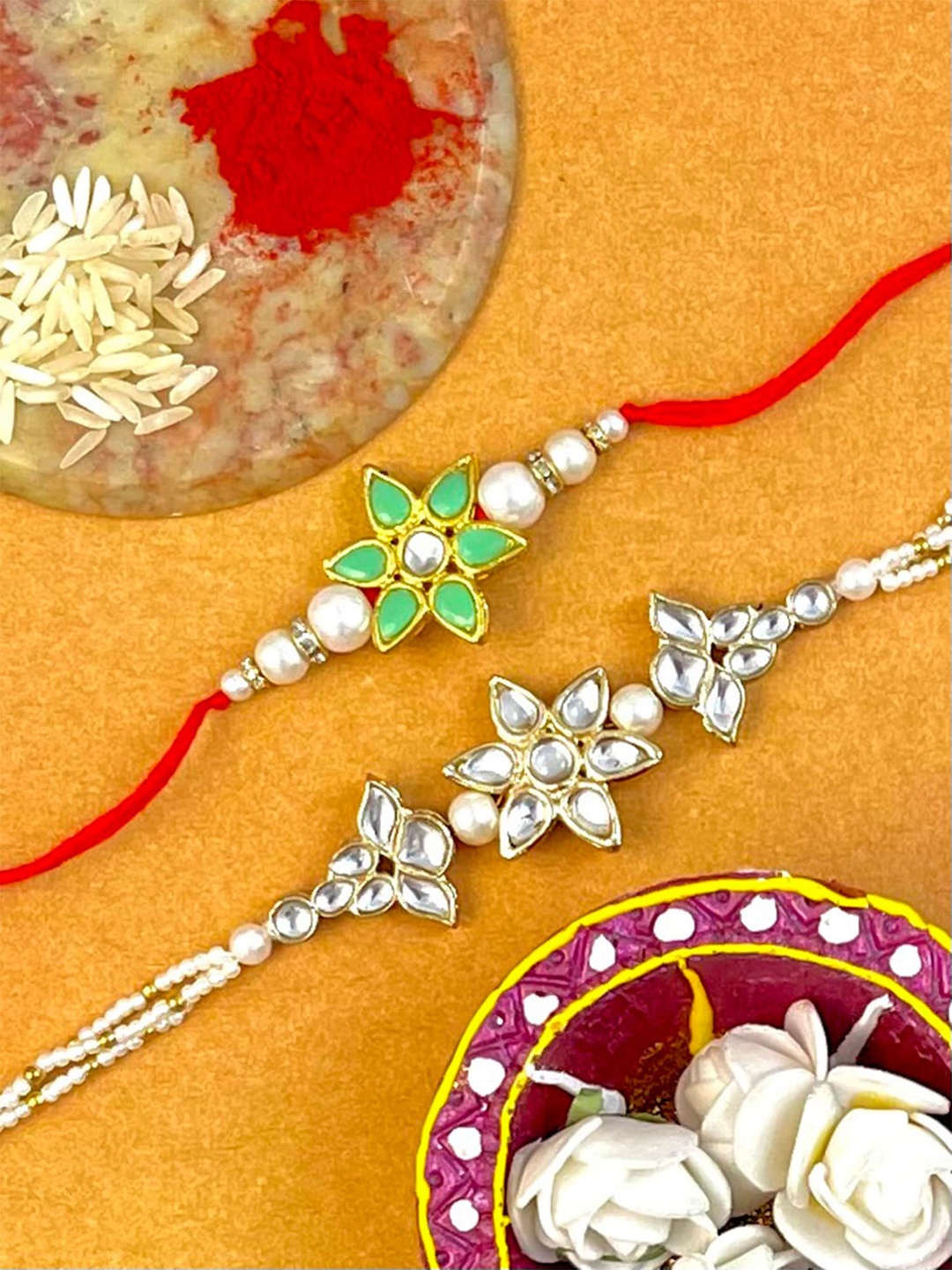 

KARATCART Unisex Gold-Plated Set of 2 Bhaiya Bhabhi Rakhi