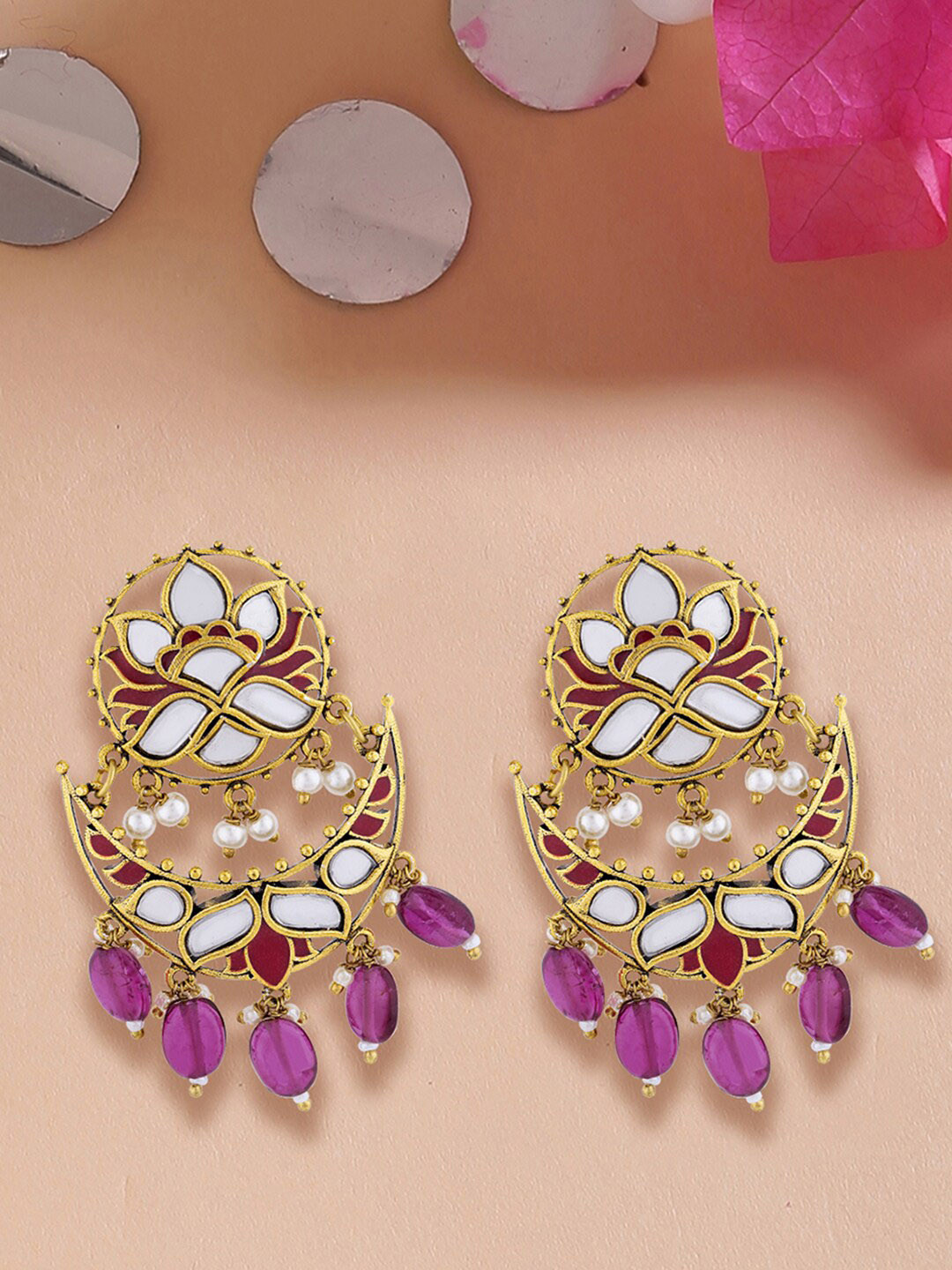 

Voylla Gold-Toned Contemporary Drop Earrings