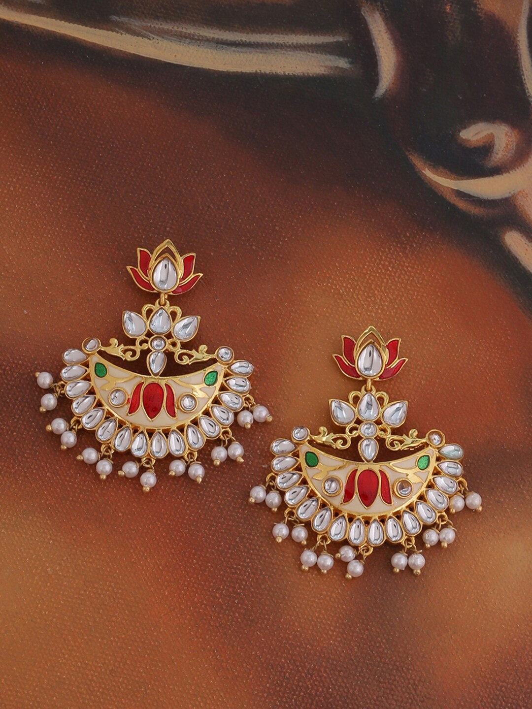 

Voylla Gold-Toned Contemporary Chandbalis Earrings