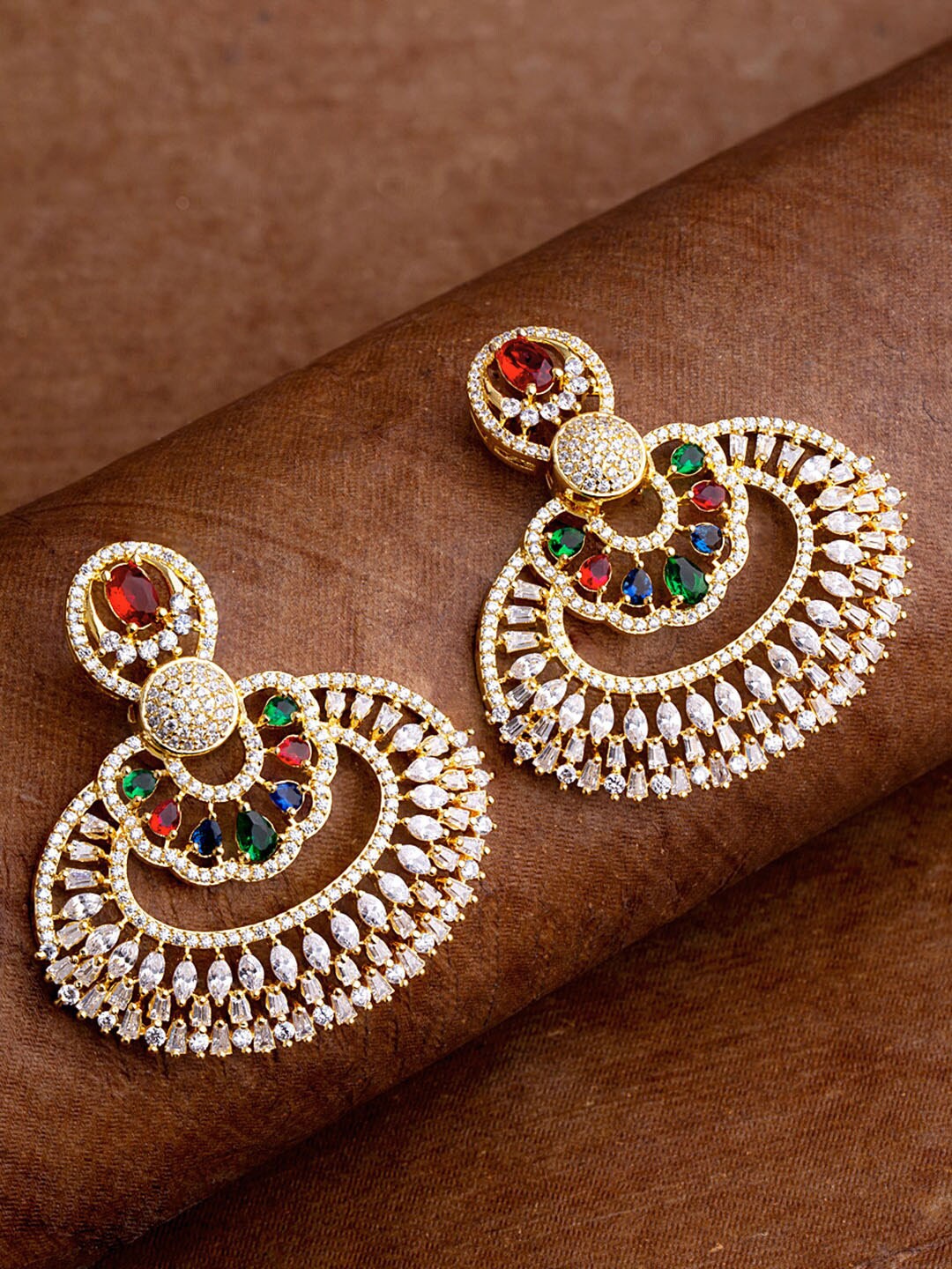 

Voylla Gold-Toned Contemporary Chandbalis Earrings