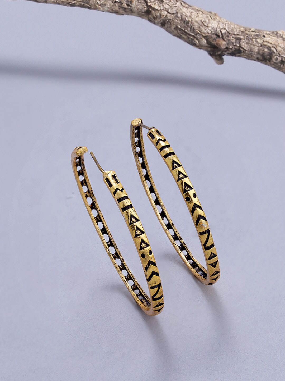 

Voylla Gold-Toned Contemporary Drop Earrings