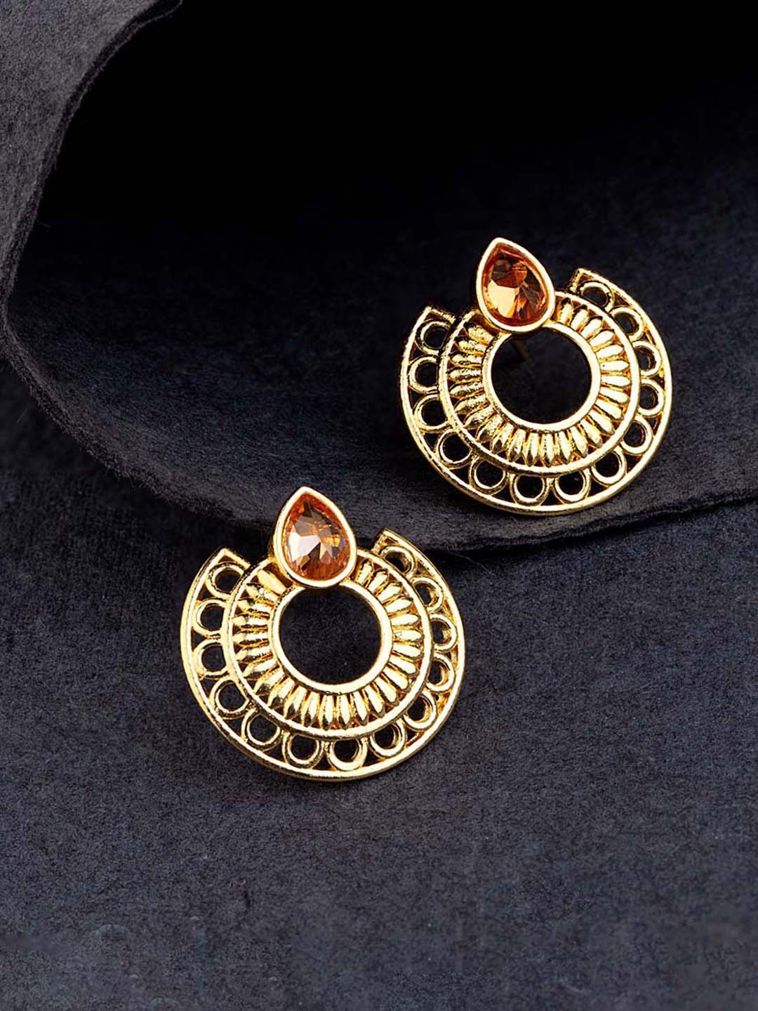 

Voylla Gold-Toned Contemporary Drop Earrings