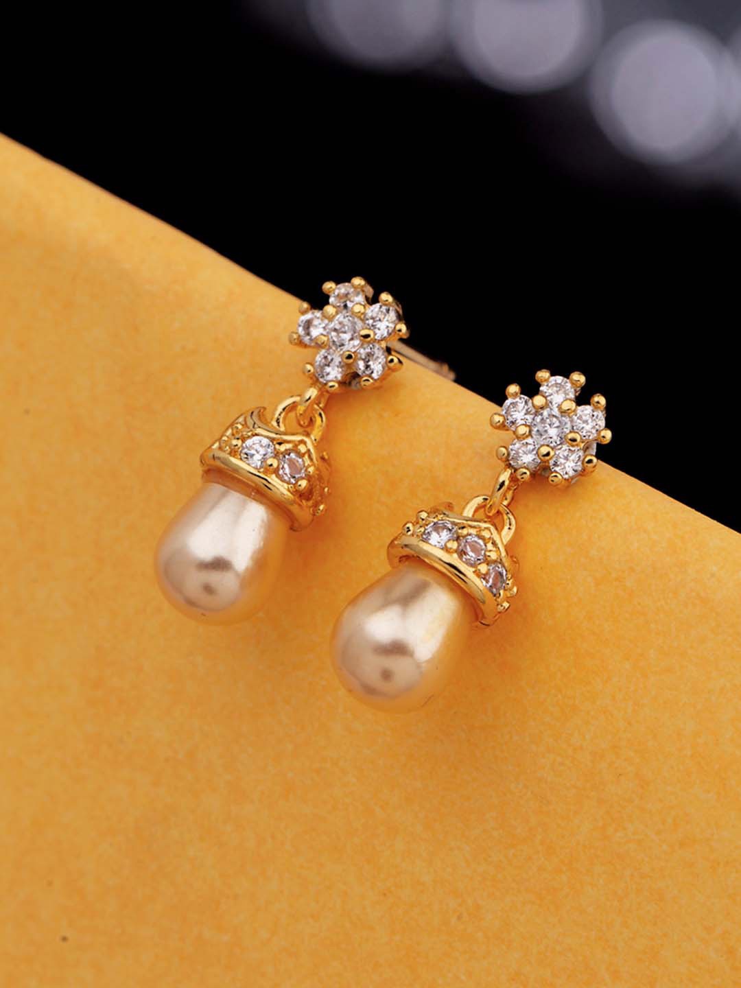 

Voylla Women Gold-Toned Tiny Gems Adored Brass Earrings