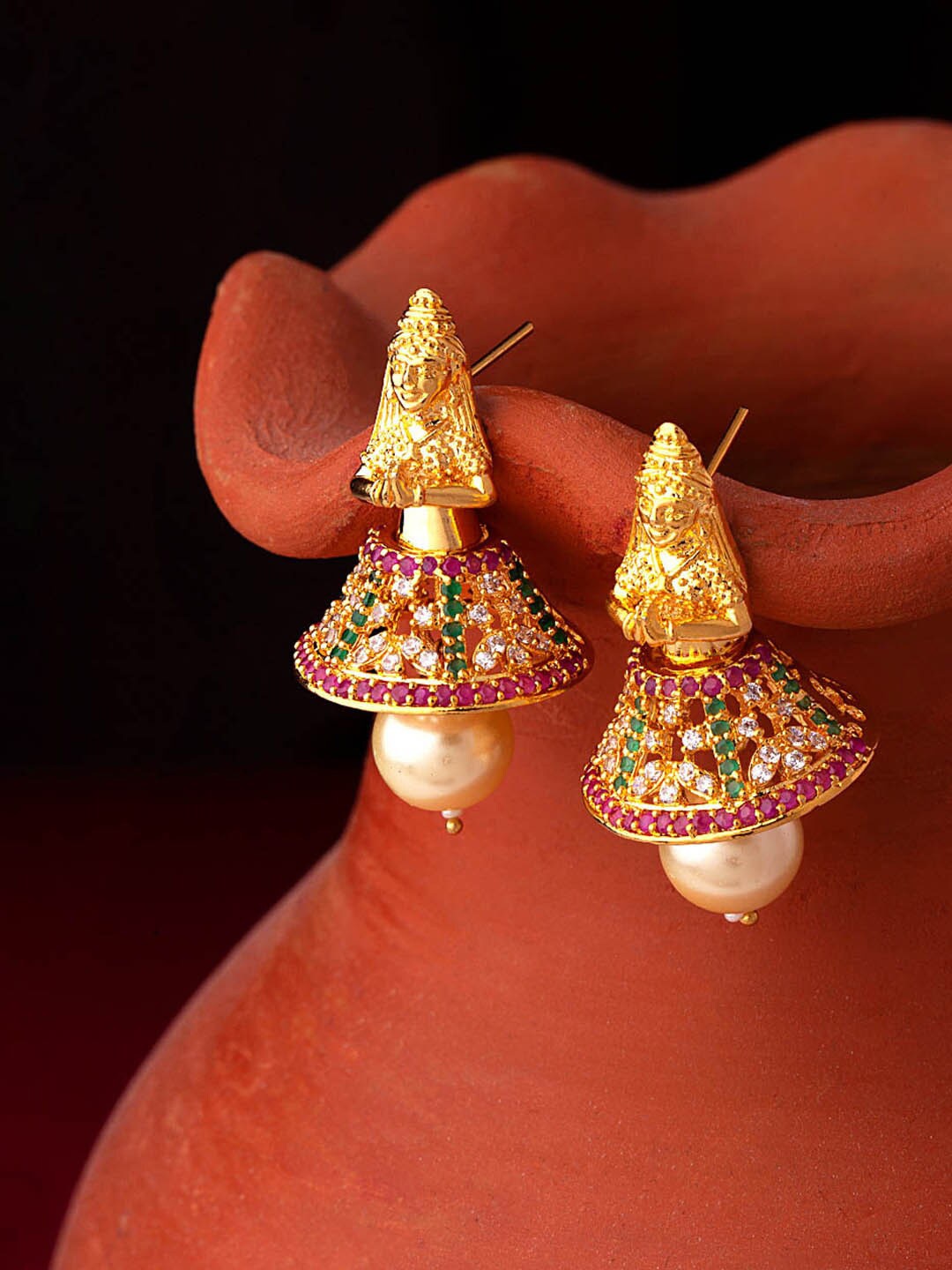 

Voylla Gold-Toned Contemporary Drop Earrings