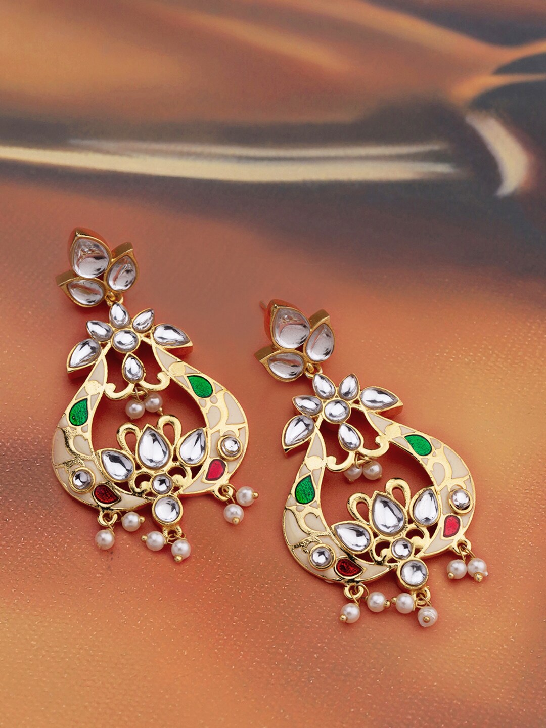 

Voylla Gold-Toned Contemporary Chandbalis Earrings