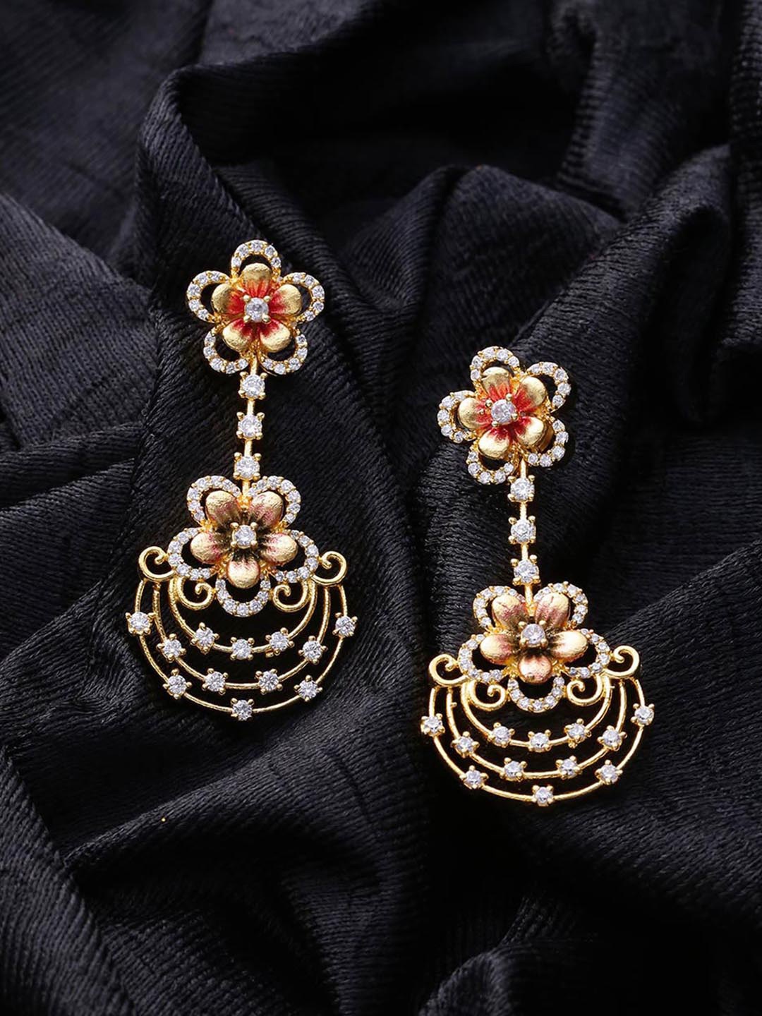 

Voylla Gold-Toned Contemporary Drop Earrings