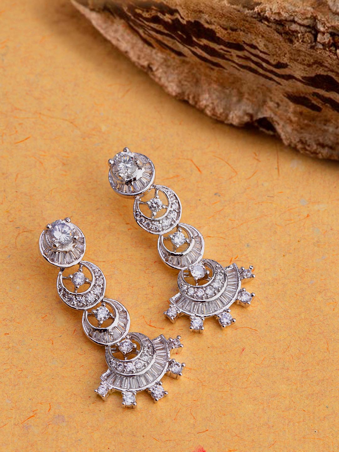 

Voylla Silver-Toned Contemporary Drop Earrings