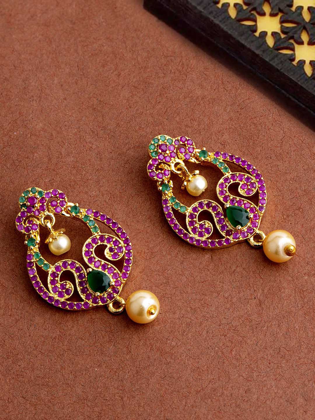 

Voylla Gold-Toned Contemporary Chandbalis Earrings