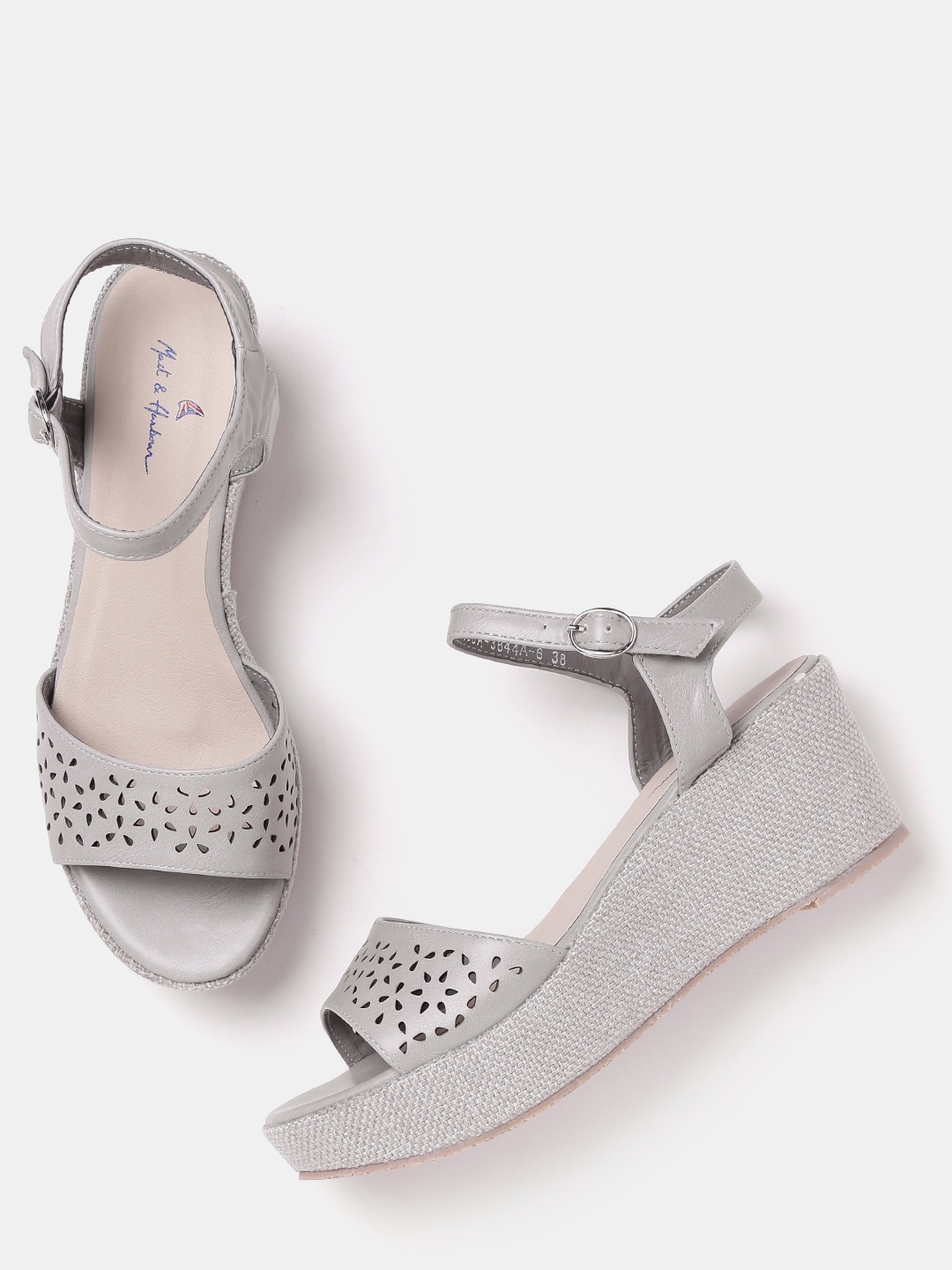 

Mast & Harbour Women Grey Sandals with Laser Cuts