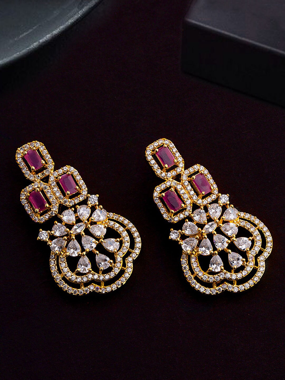 

Voylla Gold-Toned Contemporary Drop Earrings