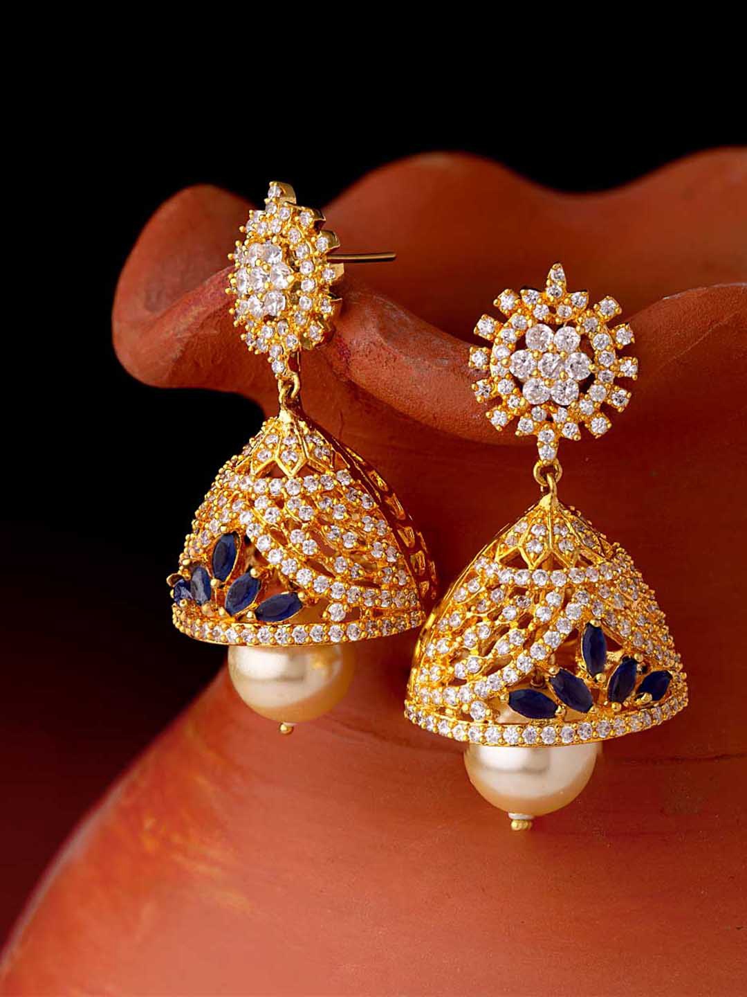 

Voylla Gold-Toned Contemporary Jhumkas Earrings
