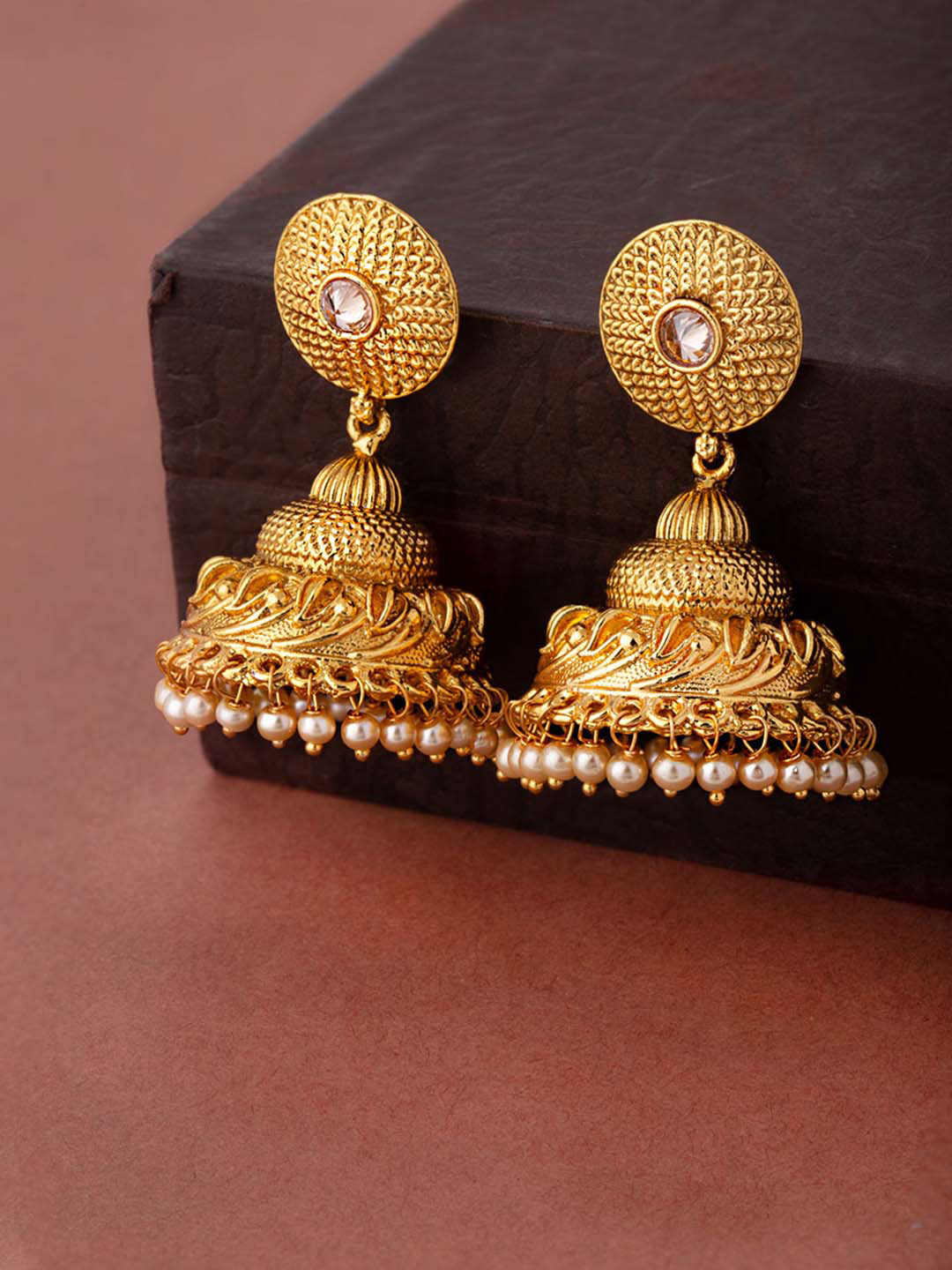 

Voylla Gold-Toned Women Contemporary Jhumkas Earrings