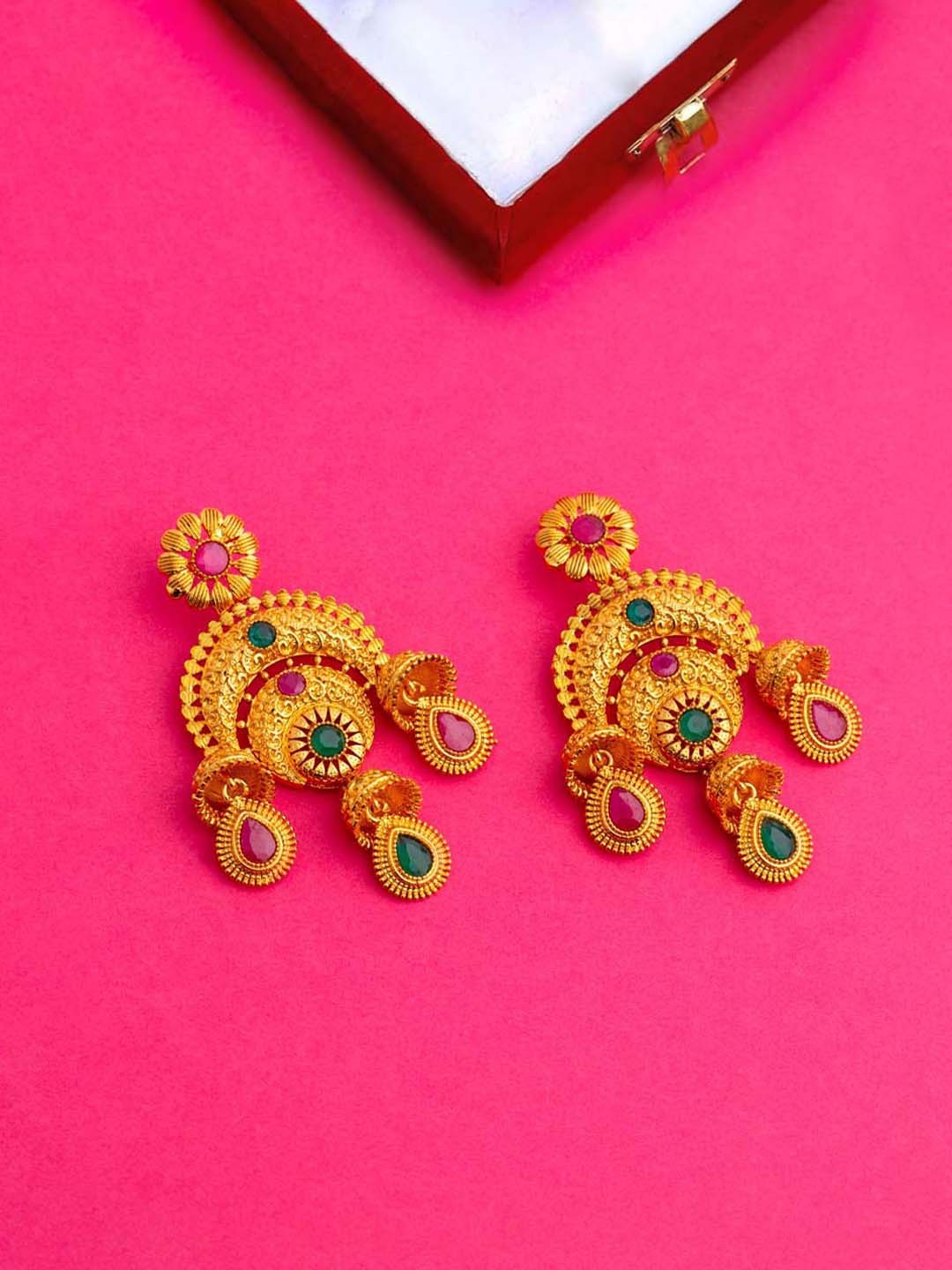 

Voylla Gold-Toned Contemporary Drop Earrings