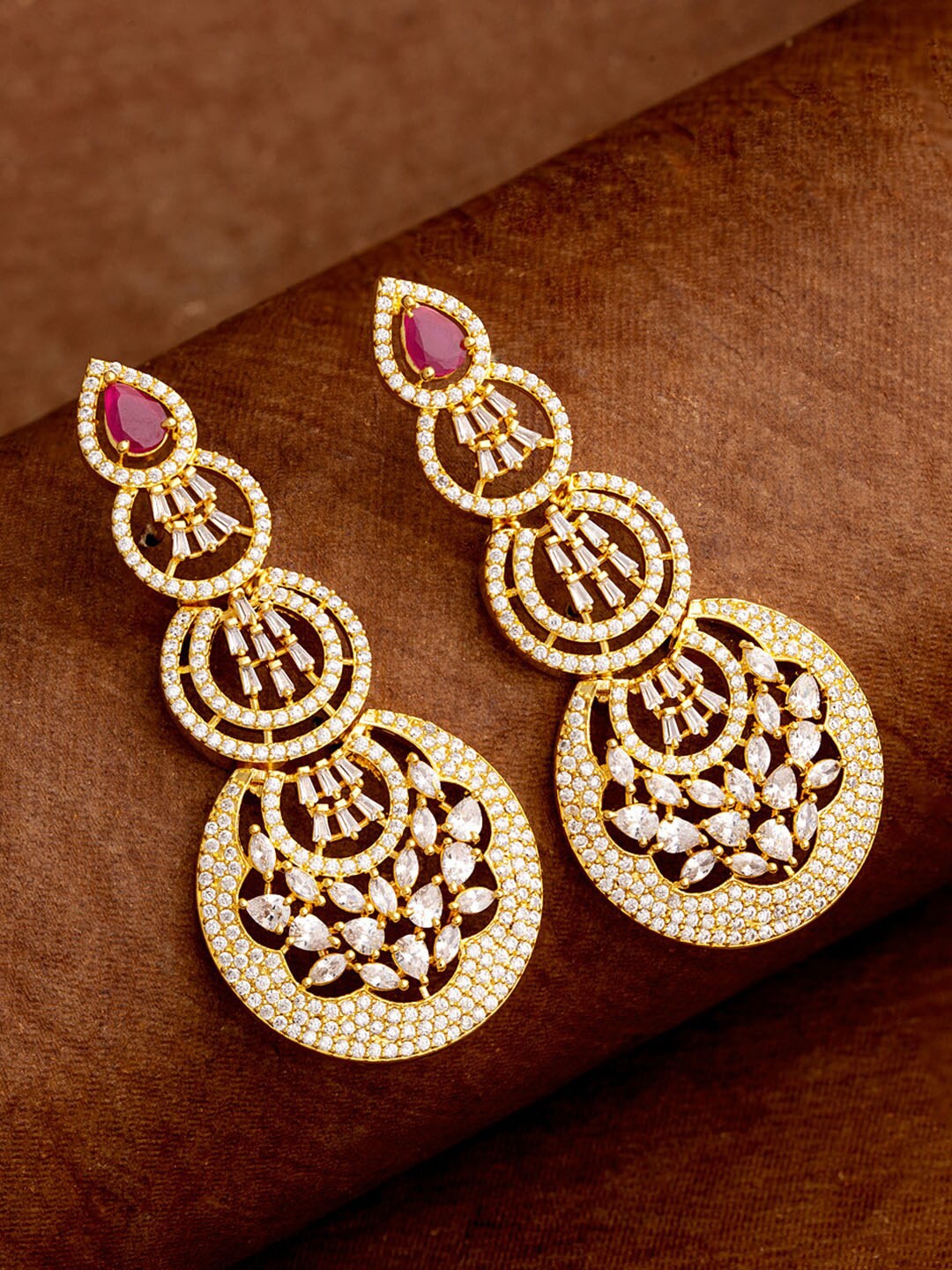 

Voylla Gold-Toned Contemporary Drop Earrings