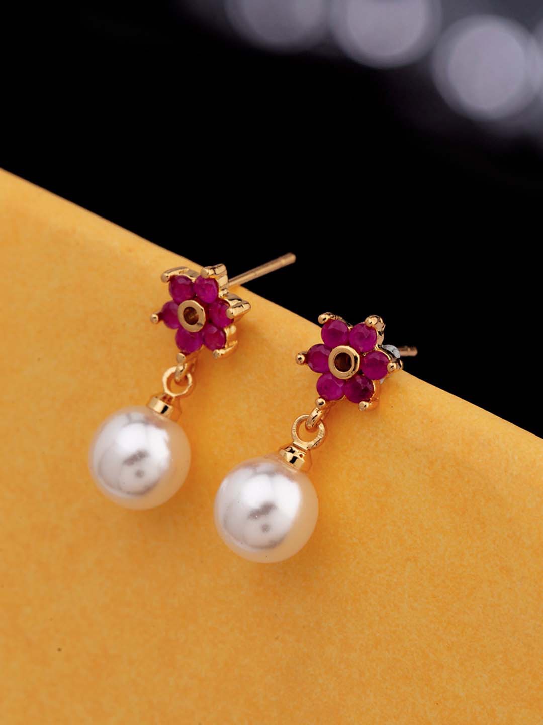 

Voylla Gold-Toned Contemporary Drop Earrings