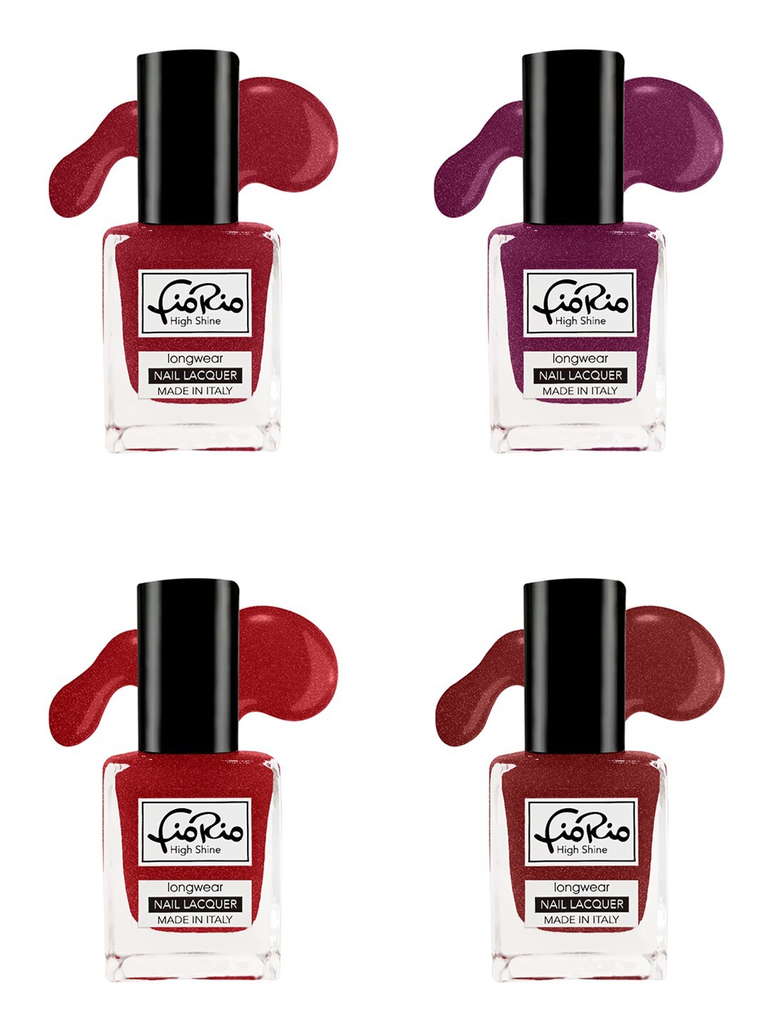 

Fiorio Set of 4 High Shine Long Lasting Nail Lacquer 11 ml Each - Shades 29 + 30 + 31 + 32, Maroon