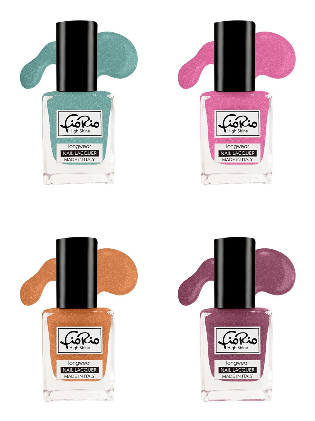 

Fiorio Set of 4 High Shine Long Wear Nail Lacquer 11 ml Each - Shade 145+146+147+148, Sea green