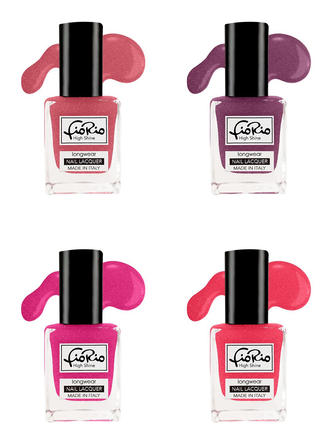 

Fiorio Set of 4 High Shine Long Lasting Nail Lacquer 11 ml Each- Shades 149+ 150+ 151+ 152, Pink