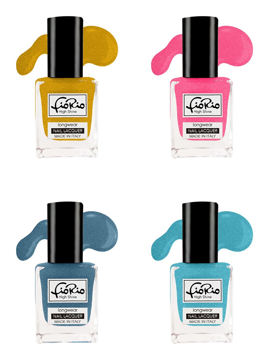 

Fiorio Set of 4 High Shine Long Lasting Nail Lacquer 11 ml Each- Shades 165+ 166+ 167+ 168, Mustard