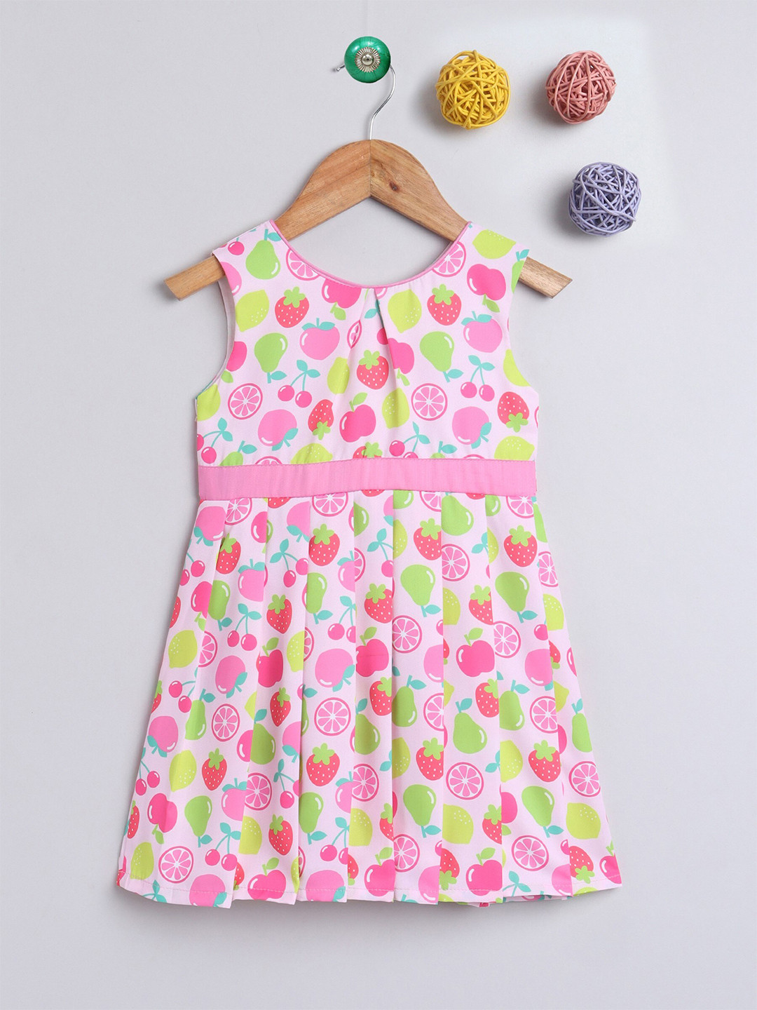 

The Magic Wand Pink Printed Pure Cotton Fit & Flare Dress