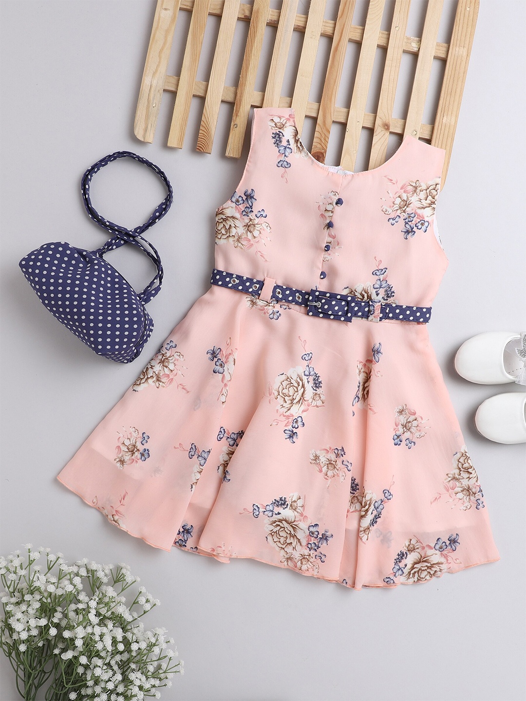 

The Magic Wand Peach-Coloured Floral Dress