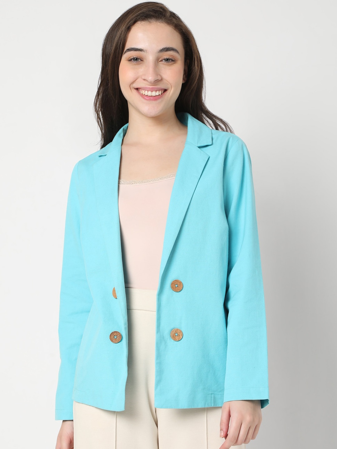 

Vero Moda Women Blue Solid Single-Breasted Casual Blazer