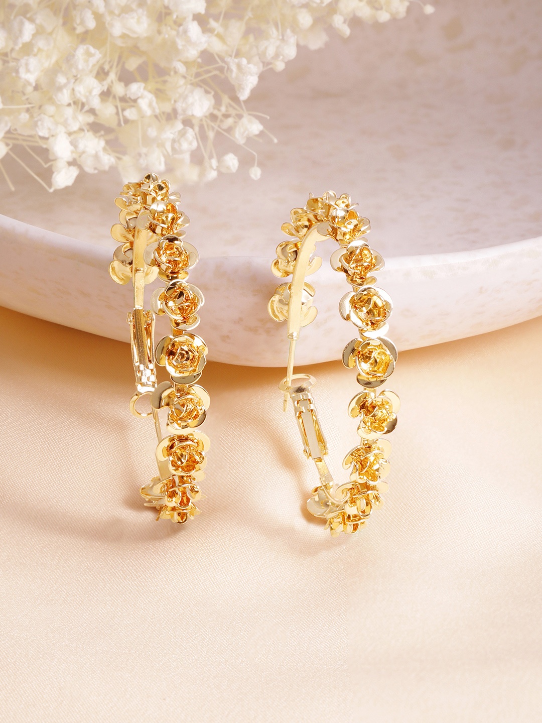 

Rubans Voguish Gold-Toned Circular Hoop Earrings