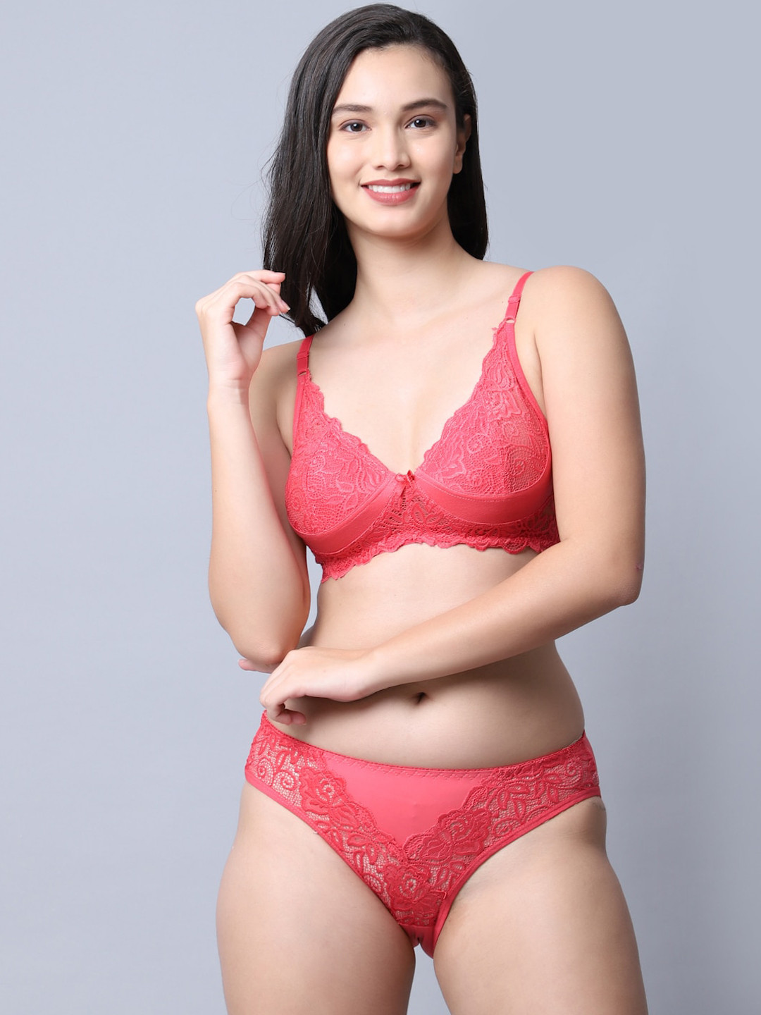 

GRACIT Women Peach-Colored Self-Design Lingerie Set LST05-15-36