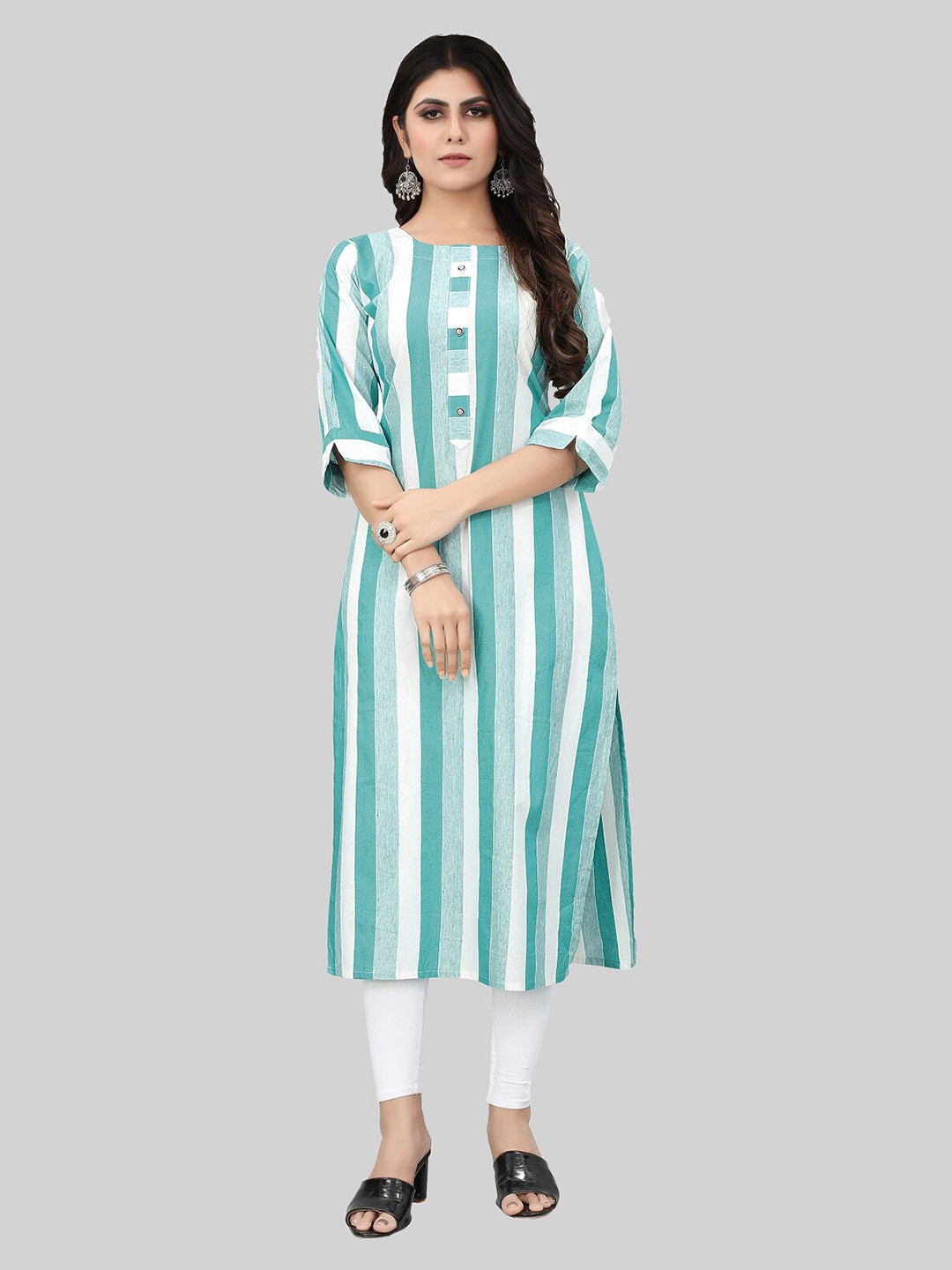

APPLIX STYLE Women Teal & White Printed Kurta