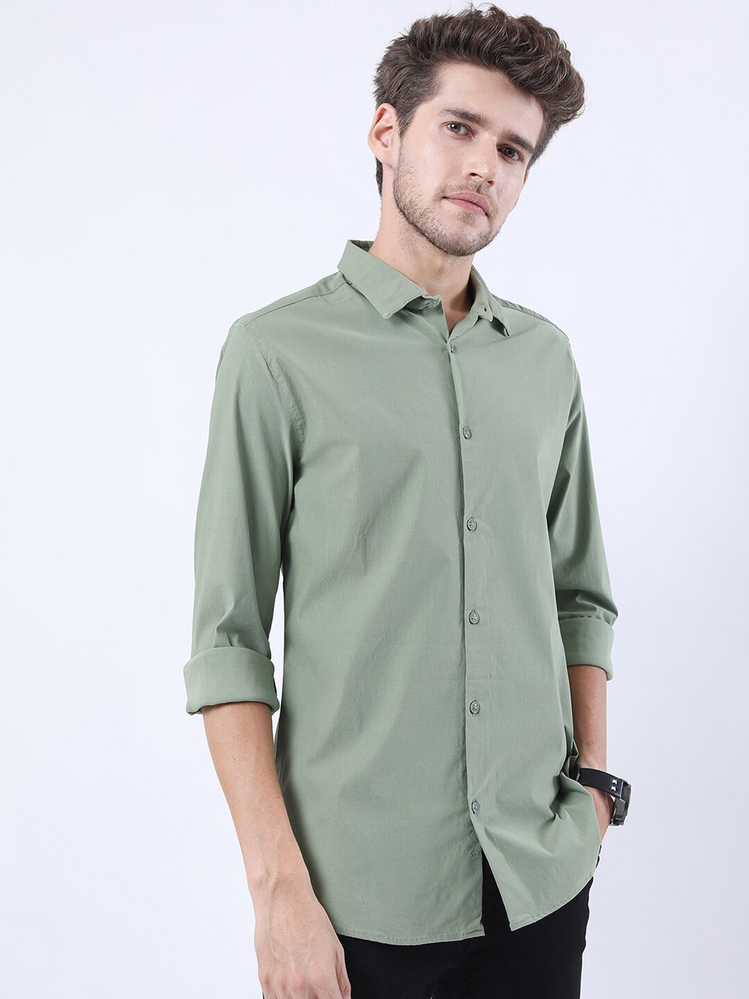 

KETCH Men Olive Green Slim Fit Casual Shirt