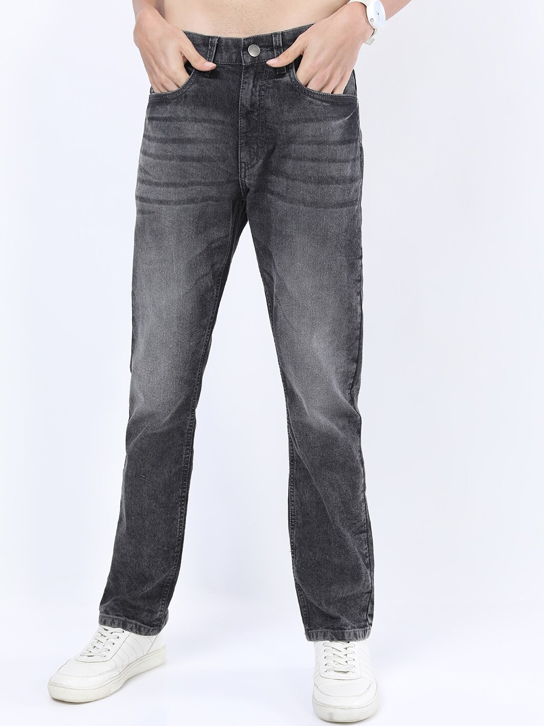 

KETCH Men Charcoal Straight Fit Clean Look Heavy Fade Stretchable Jeans