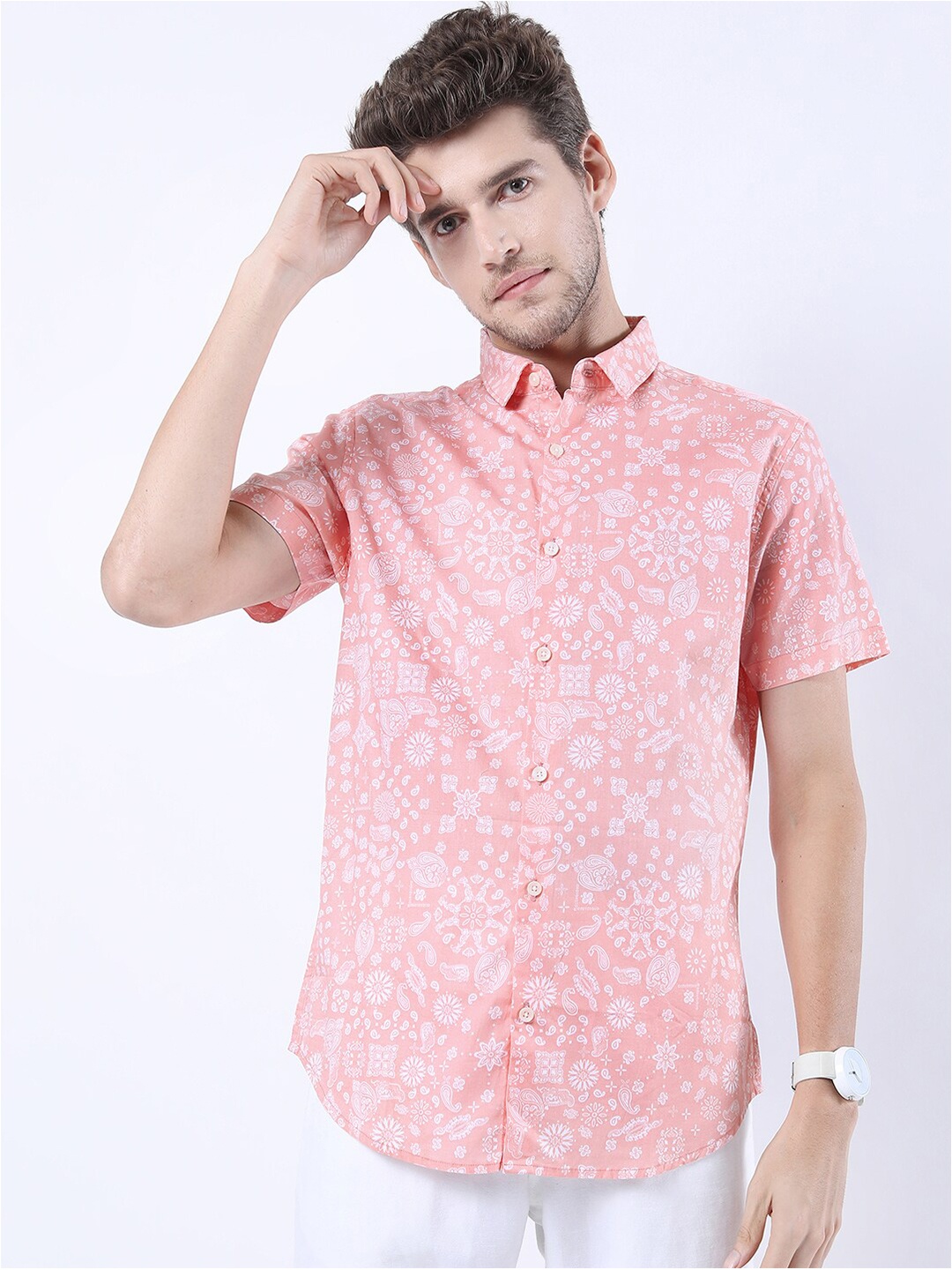

KETCH Men Pink Slim Fit Printed Casual Shirt