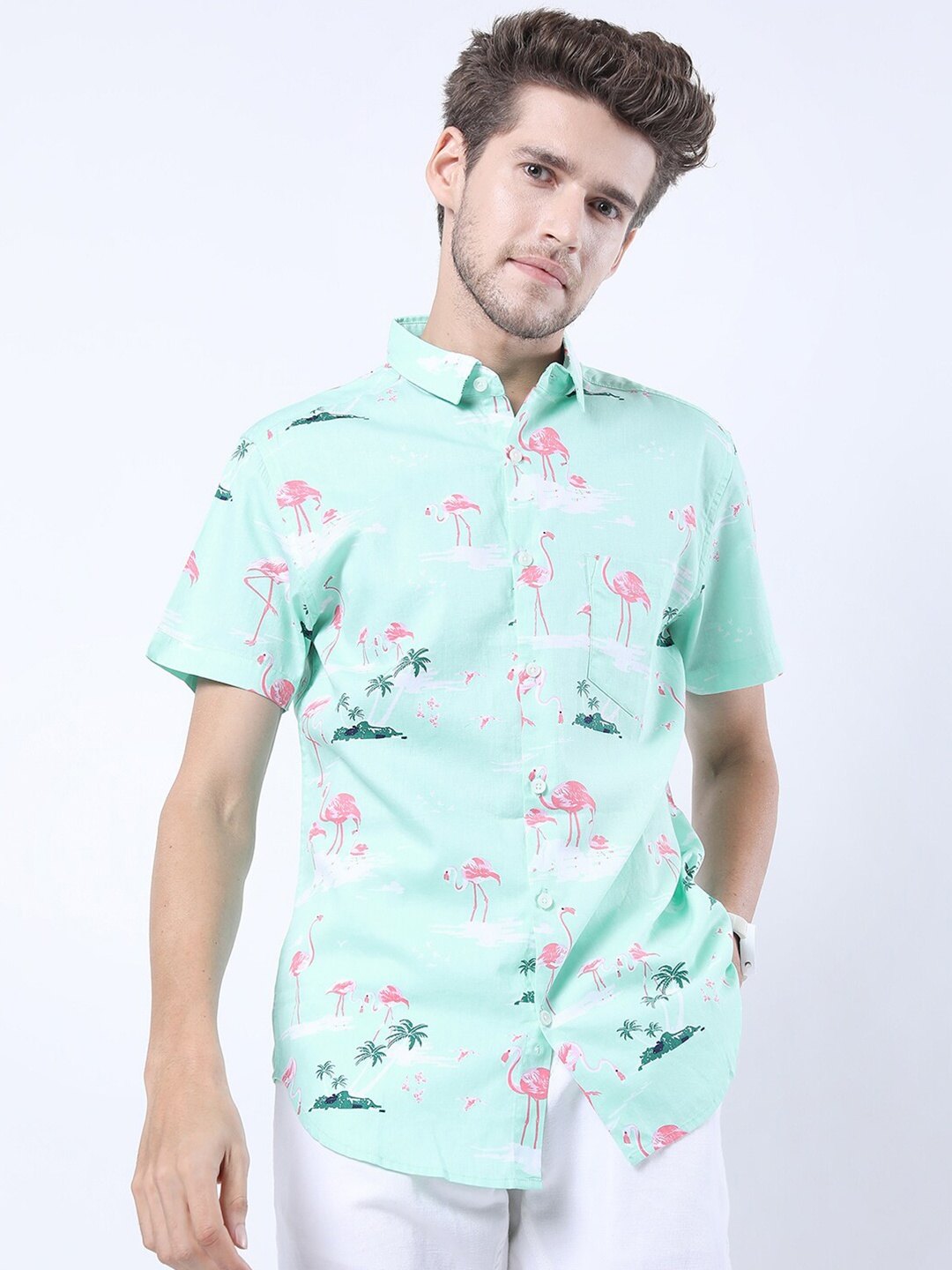 

KETCH Men Green Slim Fit Printed Casual Shirt