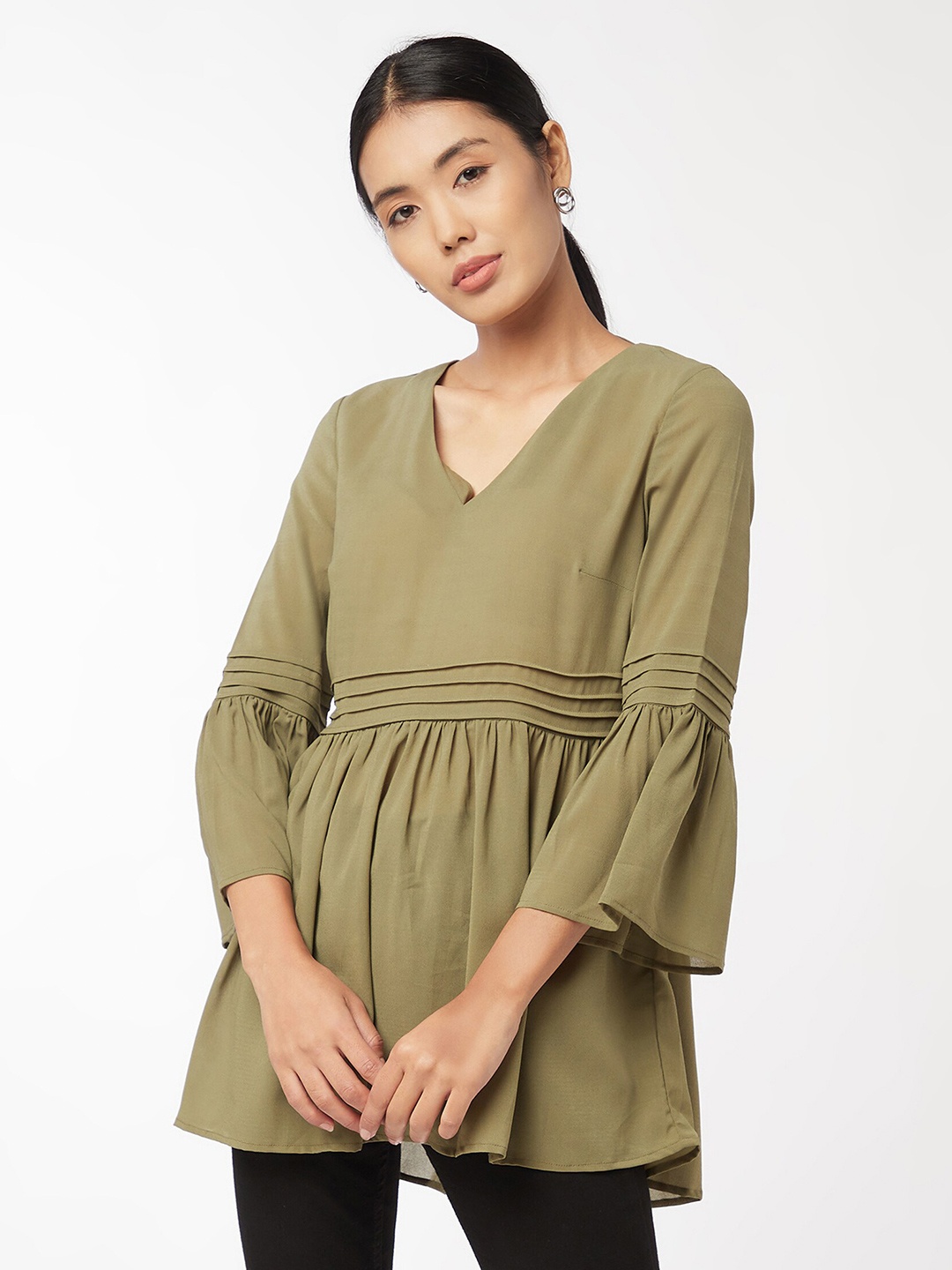 

enzeo Women Green Solid Top