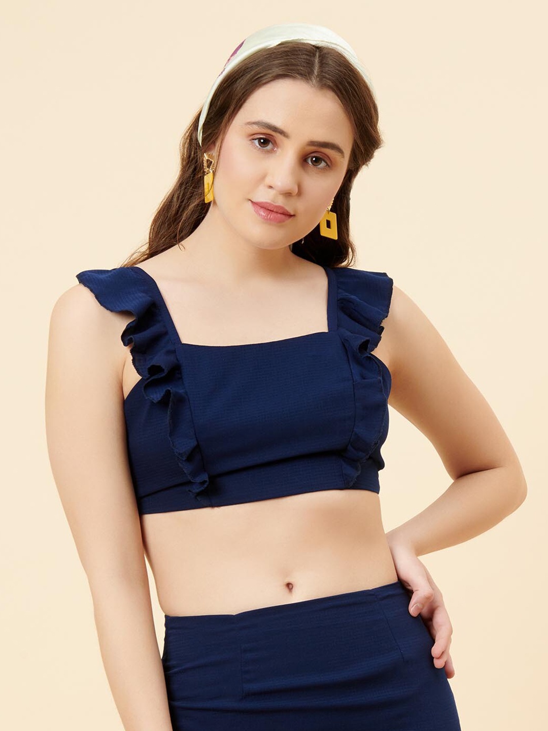 

enzeo Blue Solid Crop Top