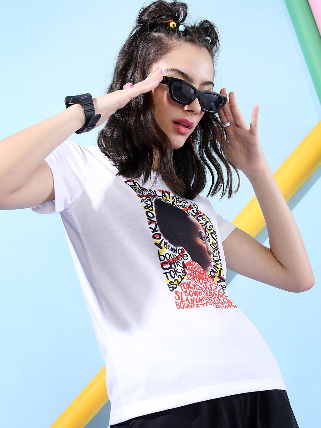 

Tokyo Talkies Women White Printed T-shirt