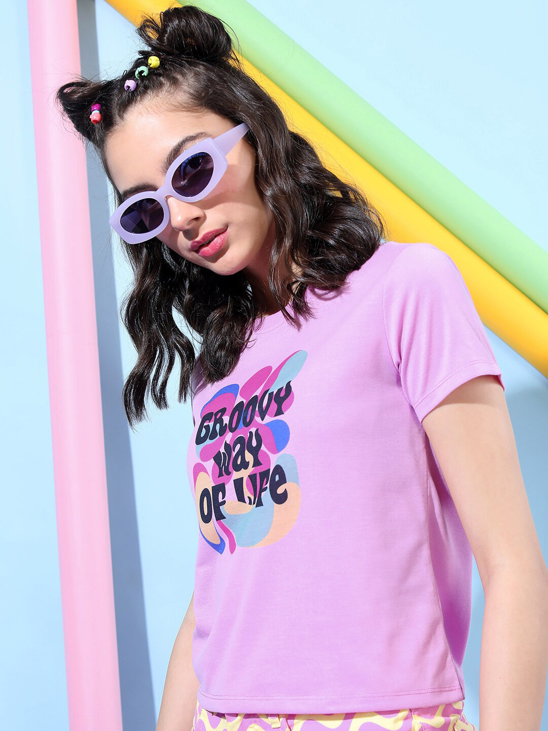 

Tokyo Talkies Women Pink Typography Printed Slim Fit T-shirt
