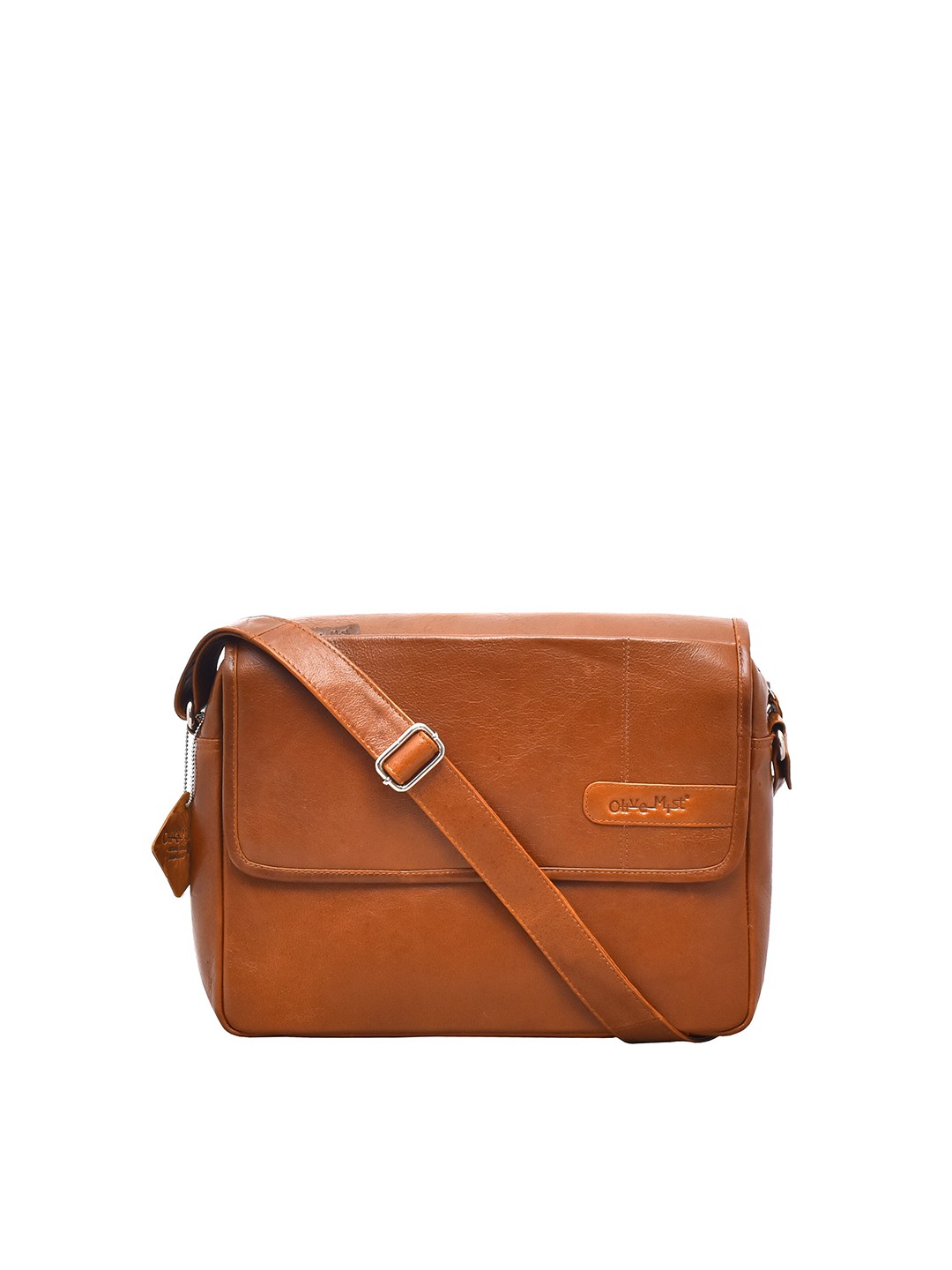 

OLIVE MIST Unisex Tan Leather Laptop Bag