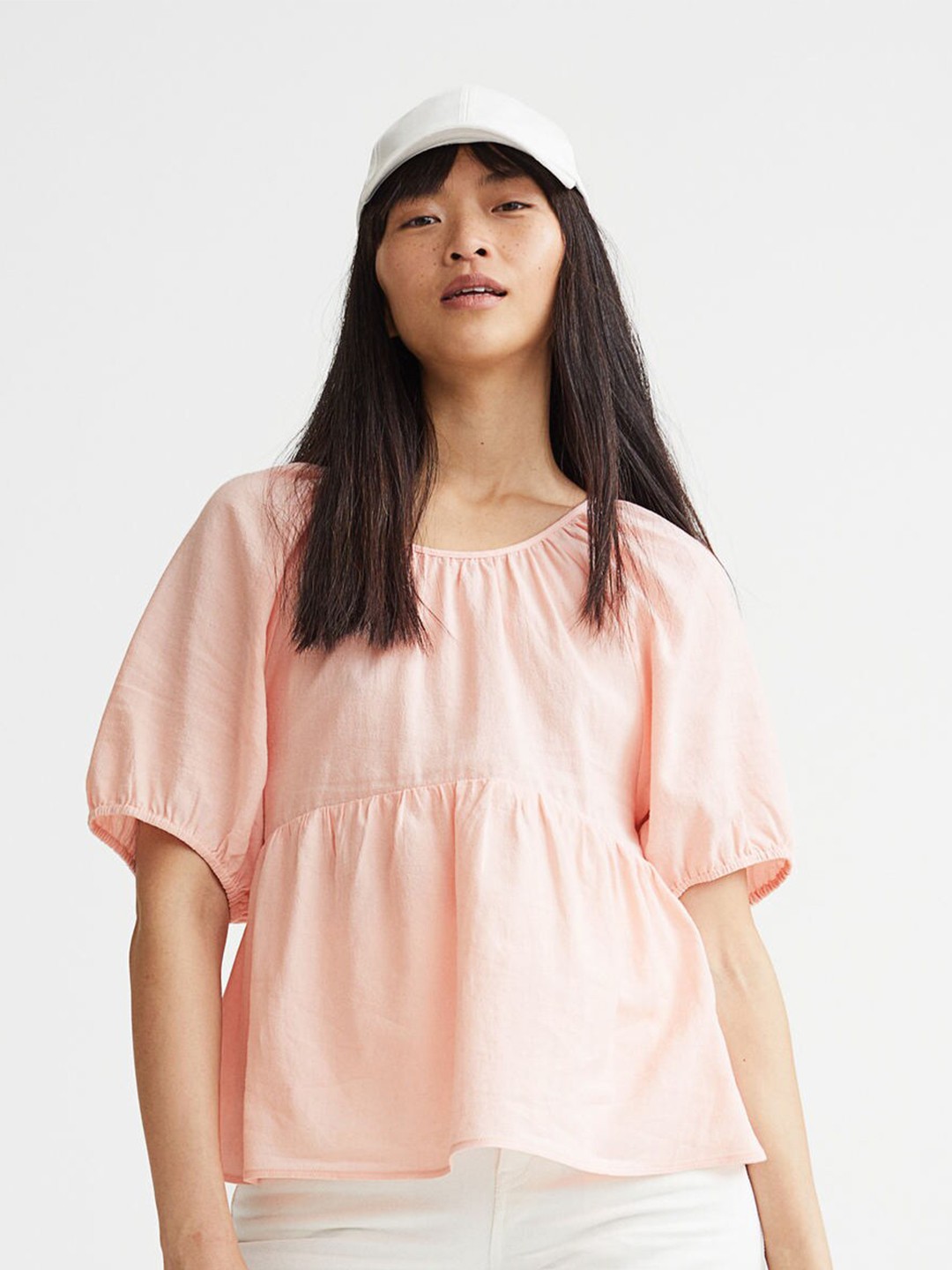 

H&M Women Pink Puff-Sleeved Blouse